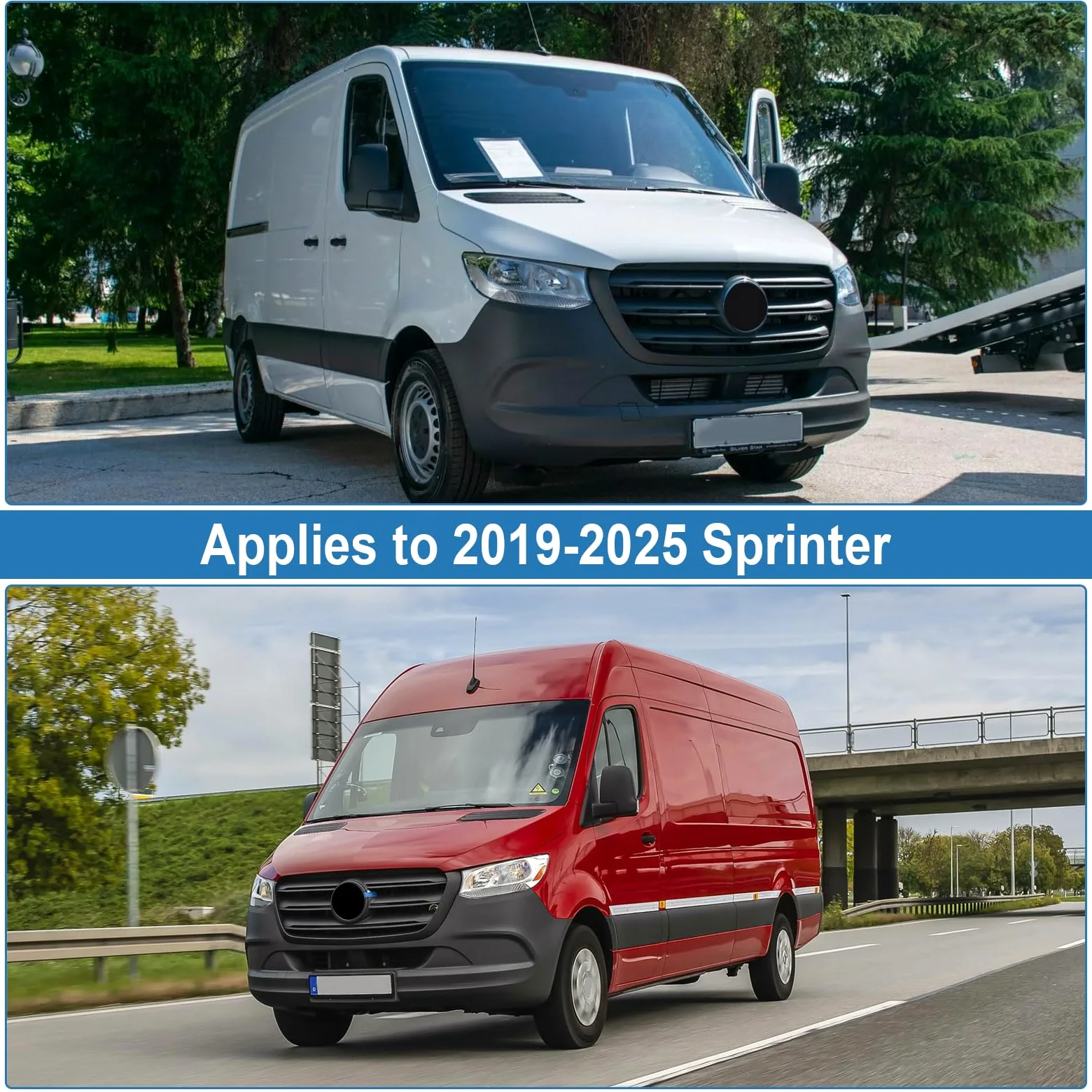 JOJOCY Cubierta para parabrisas delantero para Mercedes Sprinter 2019-2025, tela Oxford gruesa 210D desmontable, cubierta para parabrisas de coche, protección solar, protección contra el hielo, polvo