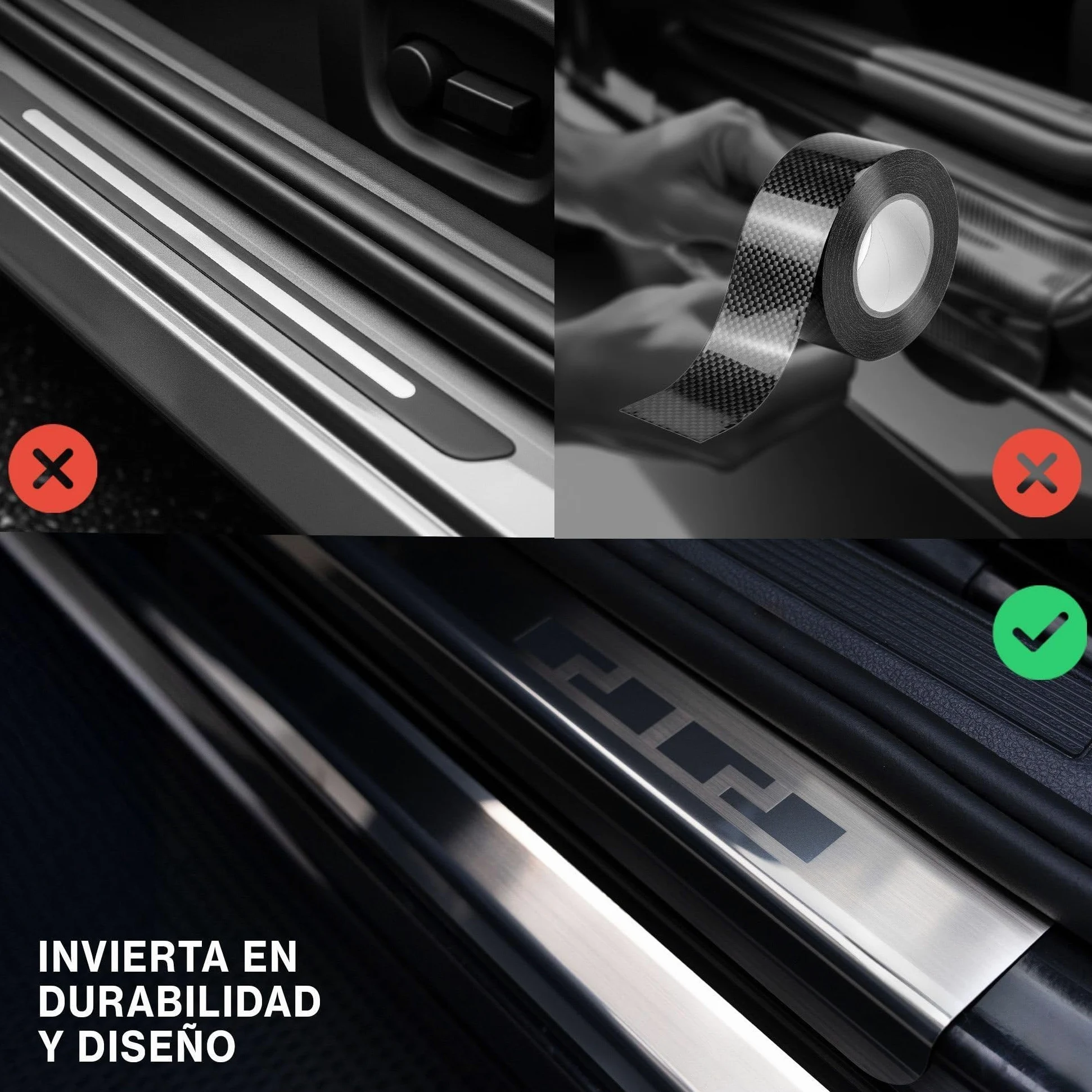 CHROMEMASTER | Protector de Umbral de Puerta Compatible con Mazda CX-5 II 2017-2024 | Acero Inoxidable; Protección Antirrayaduras para Umbral - Accesorio de Coche Adhesivo - Juego de 4 Piezas