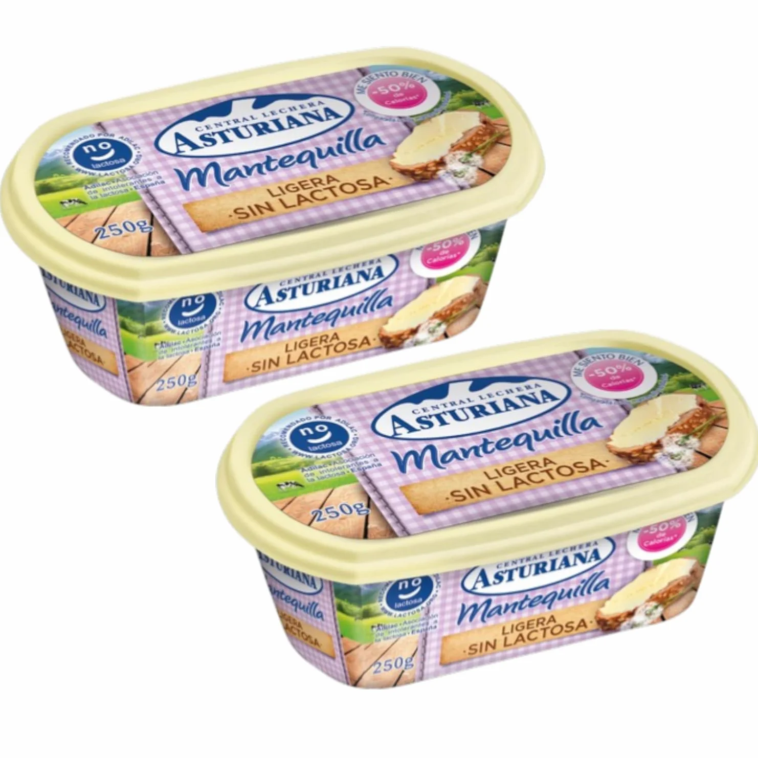 Mantequilla Central Lechera Asturiana 250g Pack 2 Tradicional Ligera Sin Lactosa