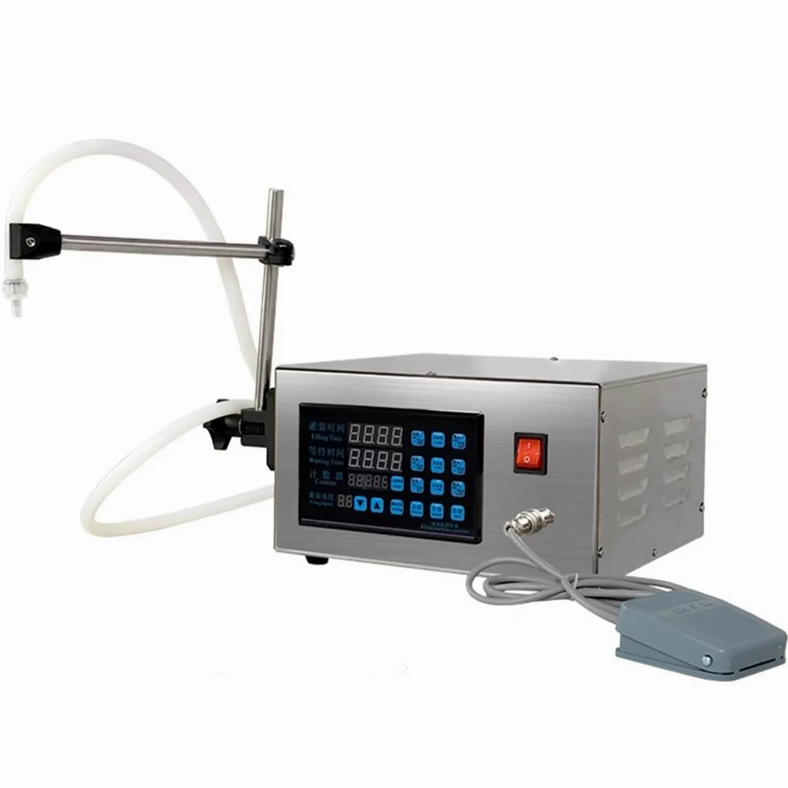 Máquina llenadora de líquidos GFK280, llenadora de botellas con control digital de 5-3500 ml, máquina llenadora automática de botellas para vino, cosméticos, aceites, bebidas y aceites esenciales.