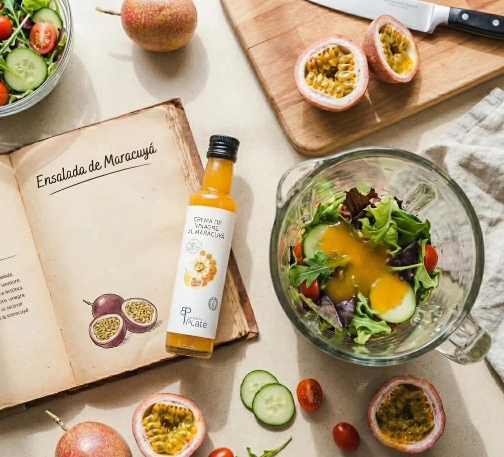 Crema de Vinagre de Maracuyá 250 ml Aderezo frutal vegano sin gluten