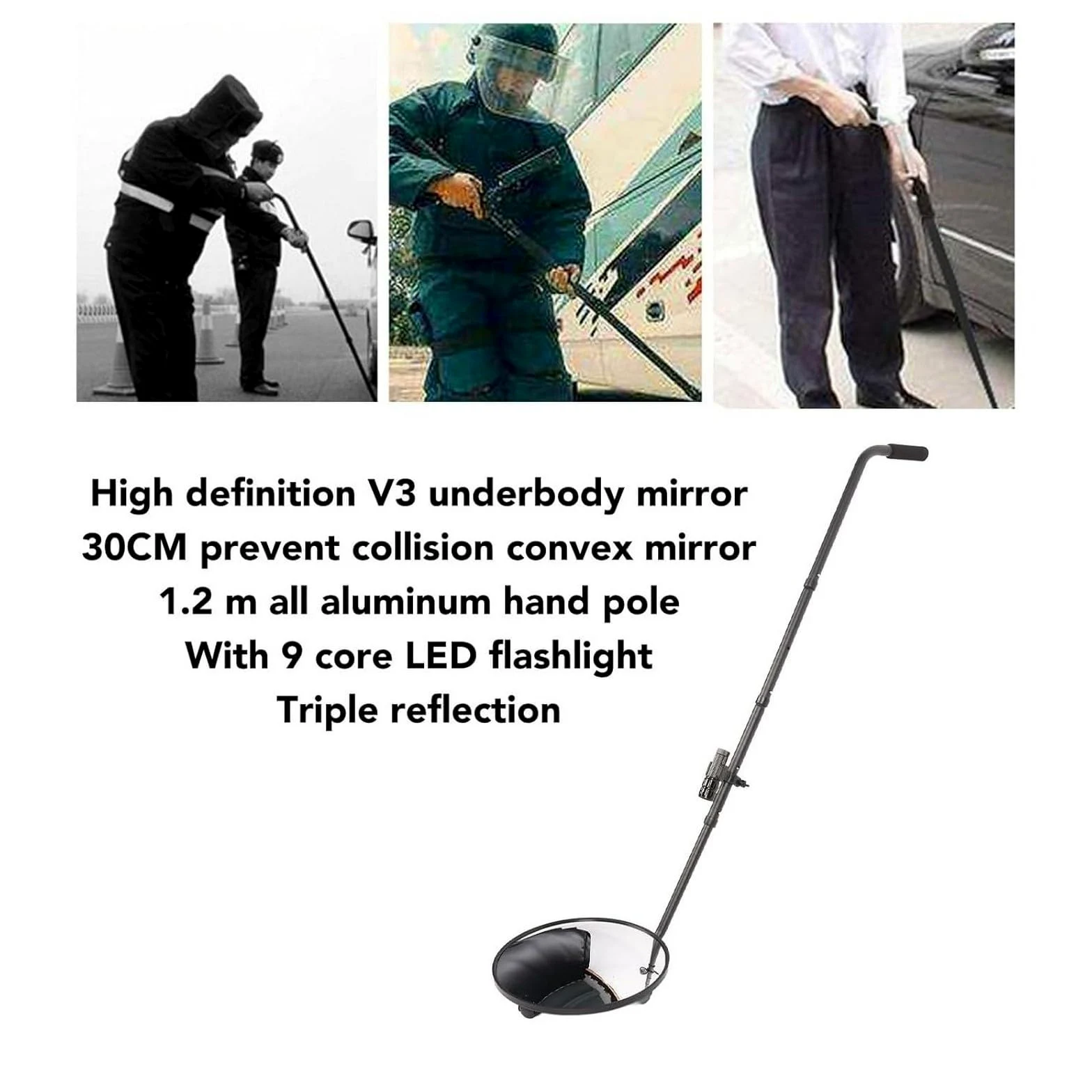 Espejo De Inspección De Bajos De Vehículos con Luz Led, Escalable, Ajustable, Control De Seguridad, Búsqueda Convexa para Equipos De Camiones.