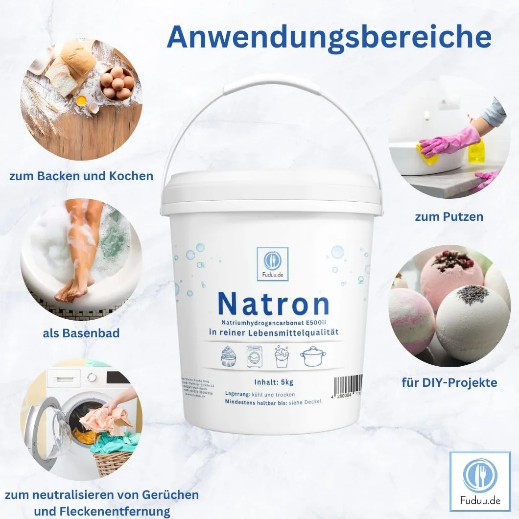 Natron polvo E500 bicarbonato de sodio NaHCO3 cubo 5 kg