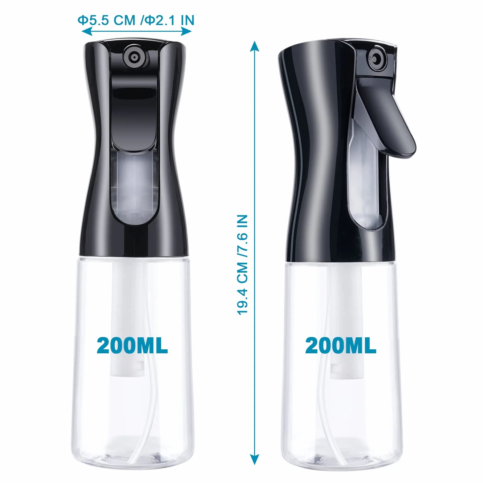 AOOWU Botella de spray para el cabello, 2 uds vacías de agua continua, pulverización fina multifuncional