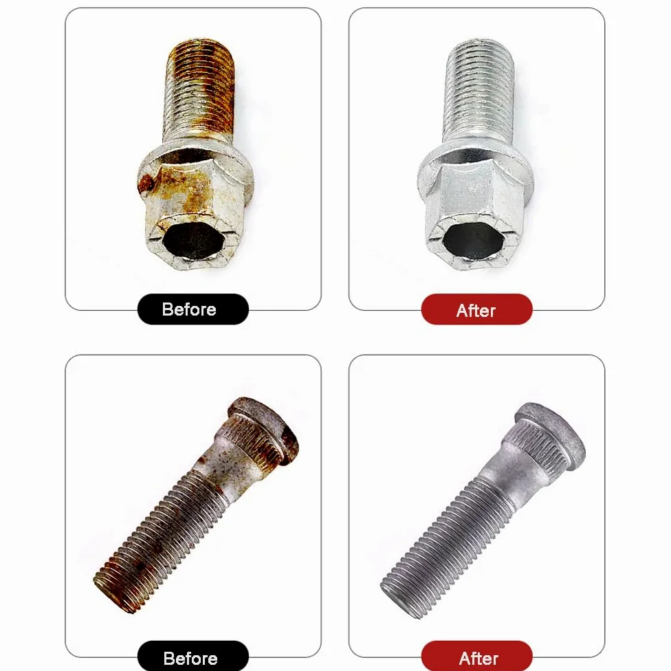 Juego de Herramientas Limpiadoras de Pernos de Rueda de 9 Piezas para Eliminar óxido Y Escombros, Cepillo para Quitar óxido de Tornillos