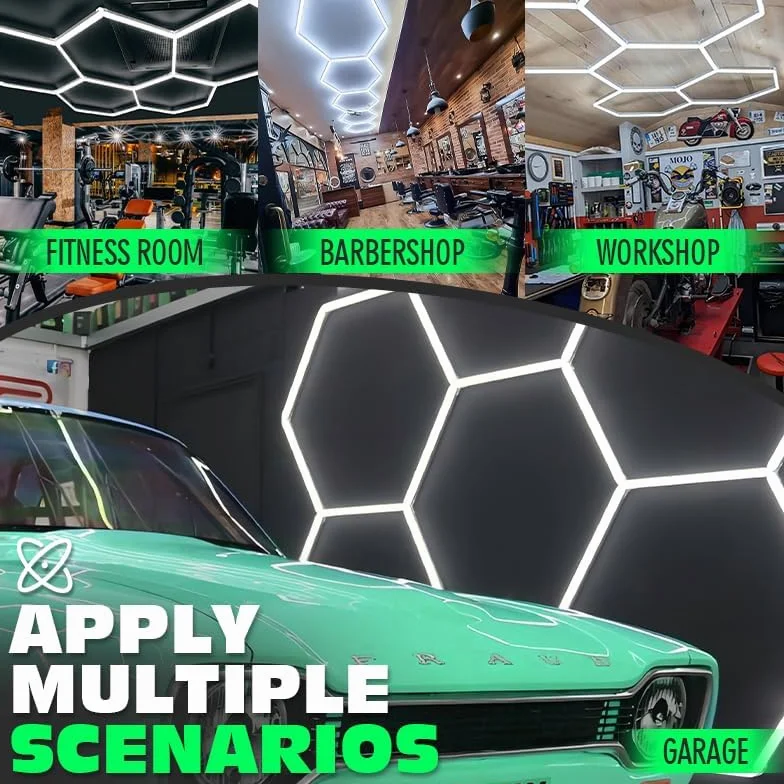 Hexagon Garage Lights, 3 Niveles de Ajuste de Brillo Led de 25 Paquetes, 216W, 25920LM, Luzes de Techo para Garaje, Centro Comercial, taller y Detallado de Coches