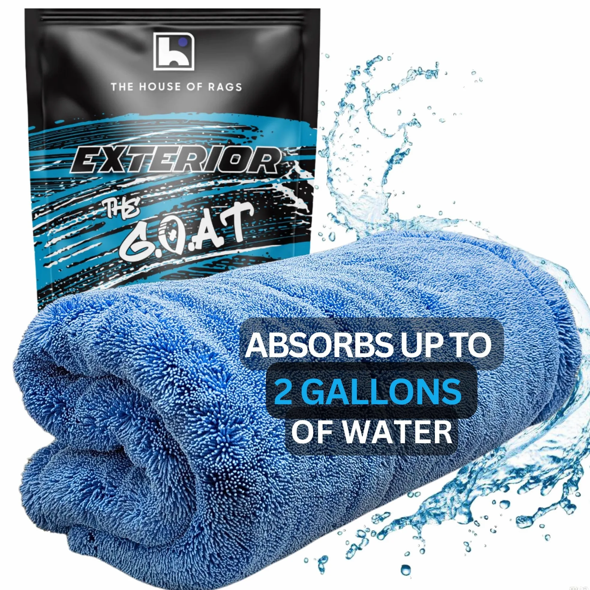 The G.O.A.T - Toalla de secado de microfibra absorbente, calidad coreana 70/30, para detalles de automóviles, camiones, SUV, 30 x 30 pulgadas, bucle giratorio, 2300 g/m², azul