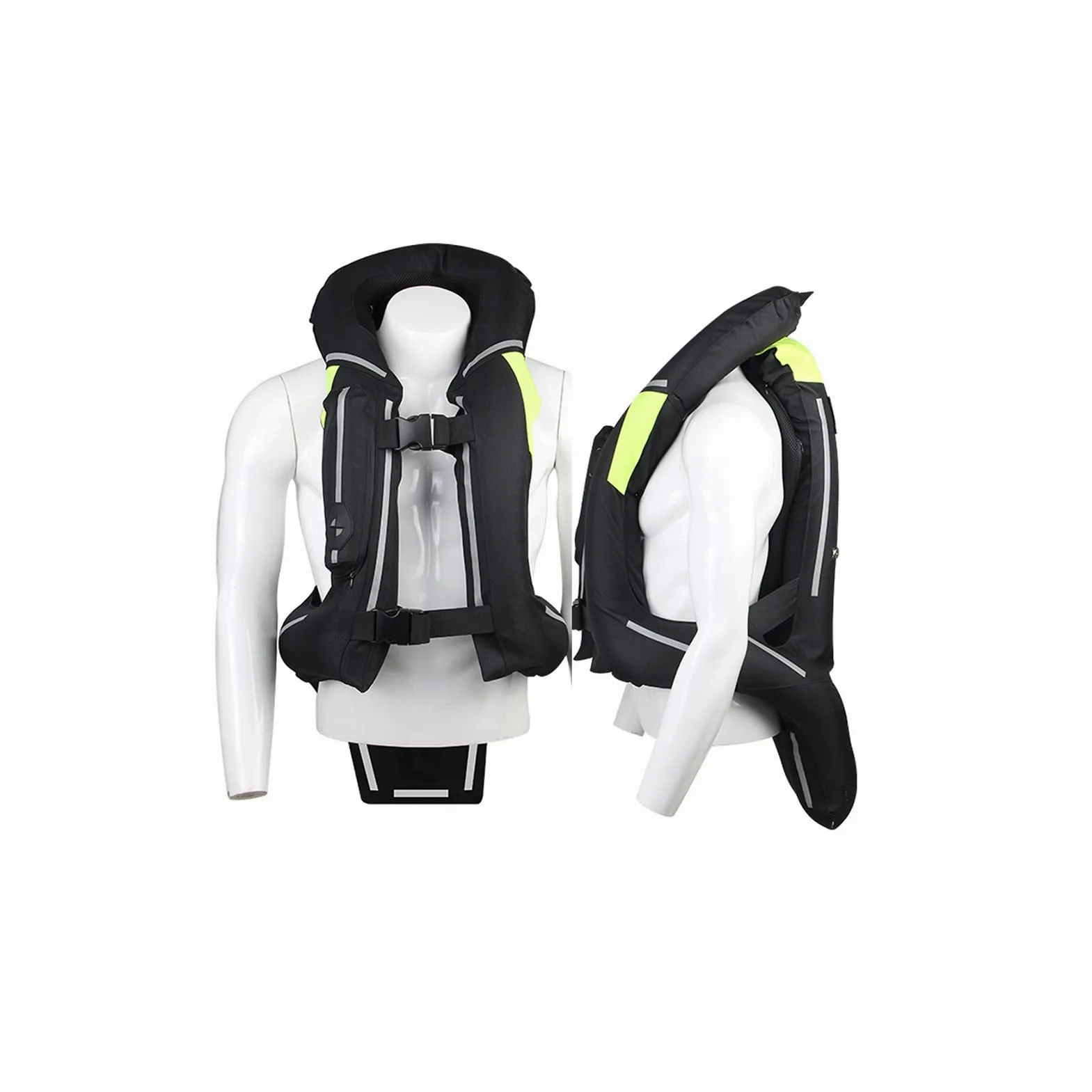 Chaleco con airbag para Motocicleta, Chaqueta Protectora Inflable para Carreras, Alta Visibilidad con Cartucho de CO2 (Negro M)