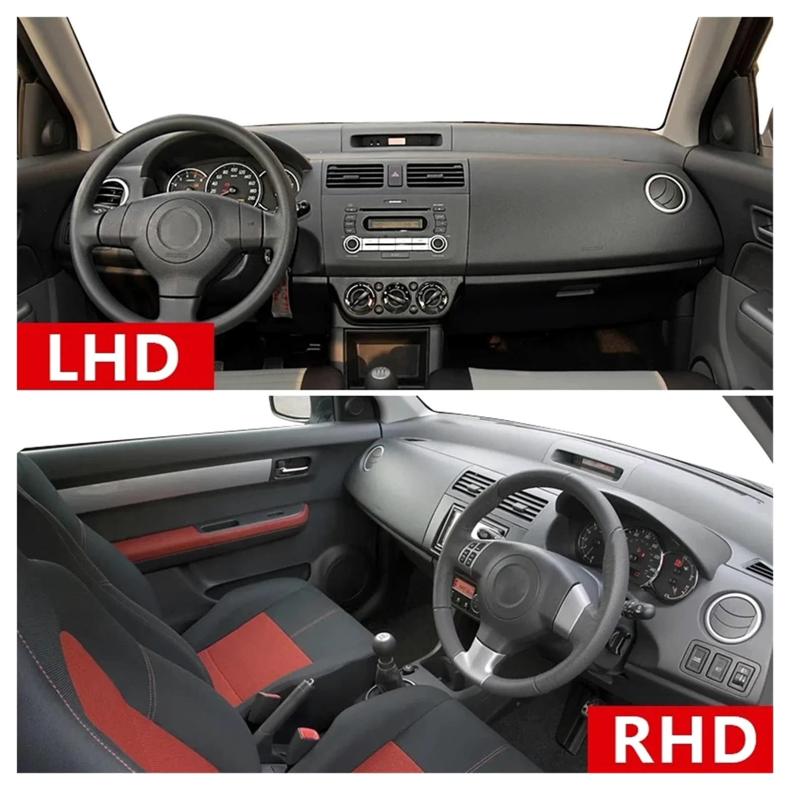 Protector Salpicadero Para Suzuki Para Swift Sport 2005-2010 Salpicadero De Coche Cubierta Tipo Parasol Alfombrilla Para Panel Instrumentos Alfombra Resistente | RHD Black Side