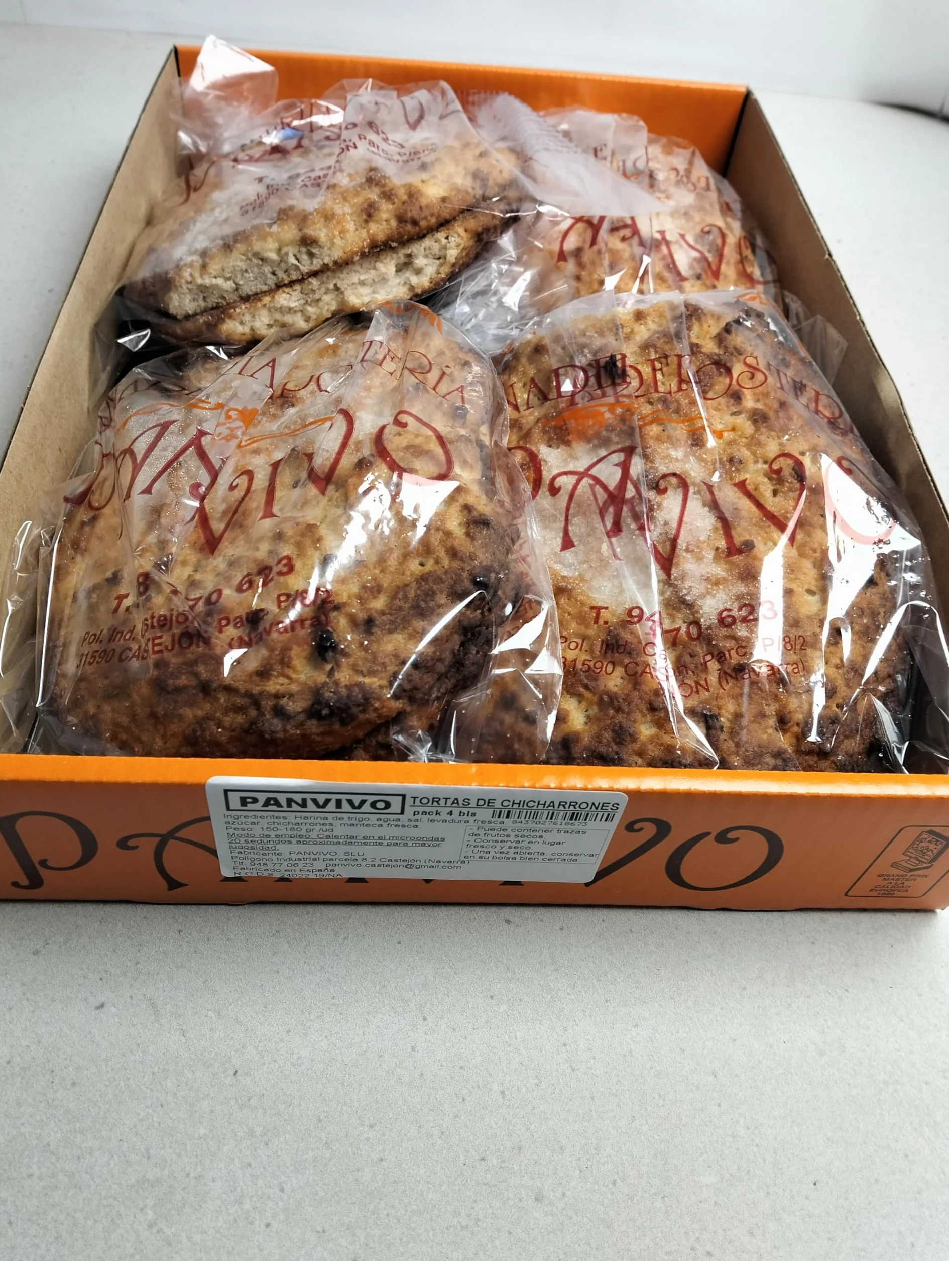 Panvivo Torta de chicharrones txintxorra PACK 4 bolsas 2 unidades TOTAL 8 tortas Artesanas NATURAL SIN grasas TRANS