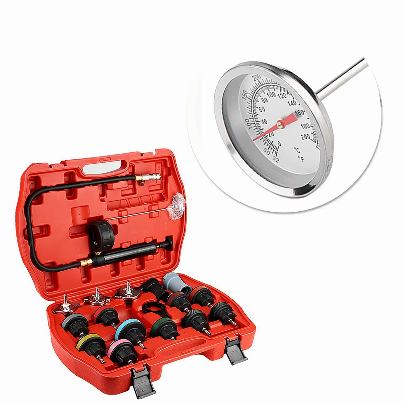 Probador de refrigeración, Kit Herramientas Universal for detectar Fugas Agua en el del automóvil, Prueba presión radiador, Detector confiable for automóviles y Motocicletas