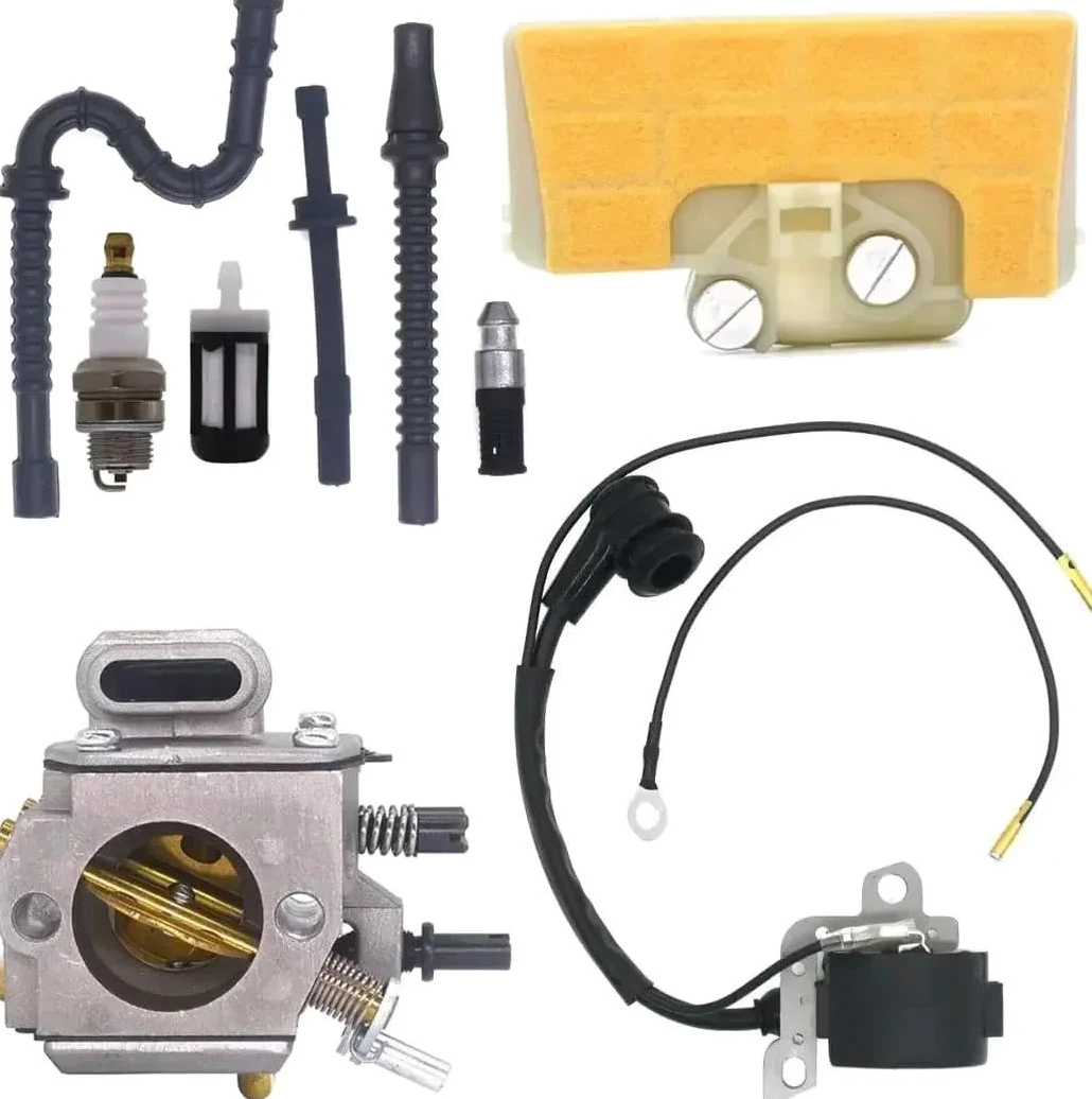 Carburador Power Carb para STIHL 029 039 para MS310 para MS390 con Filtro Aire Bobina Encendido Kit Repotenciación Línea Combustible Carburador Motosierra