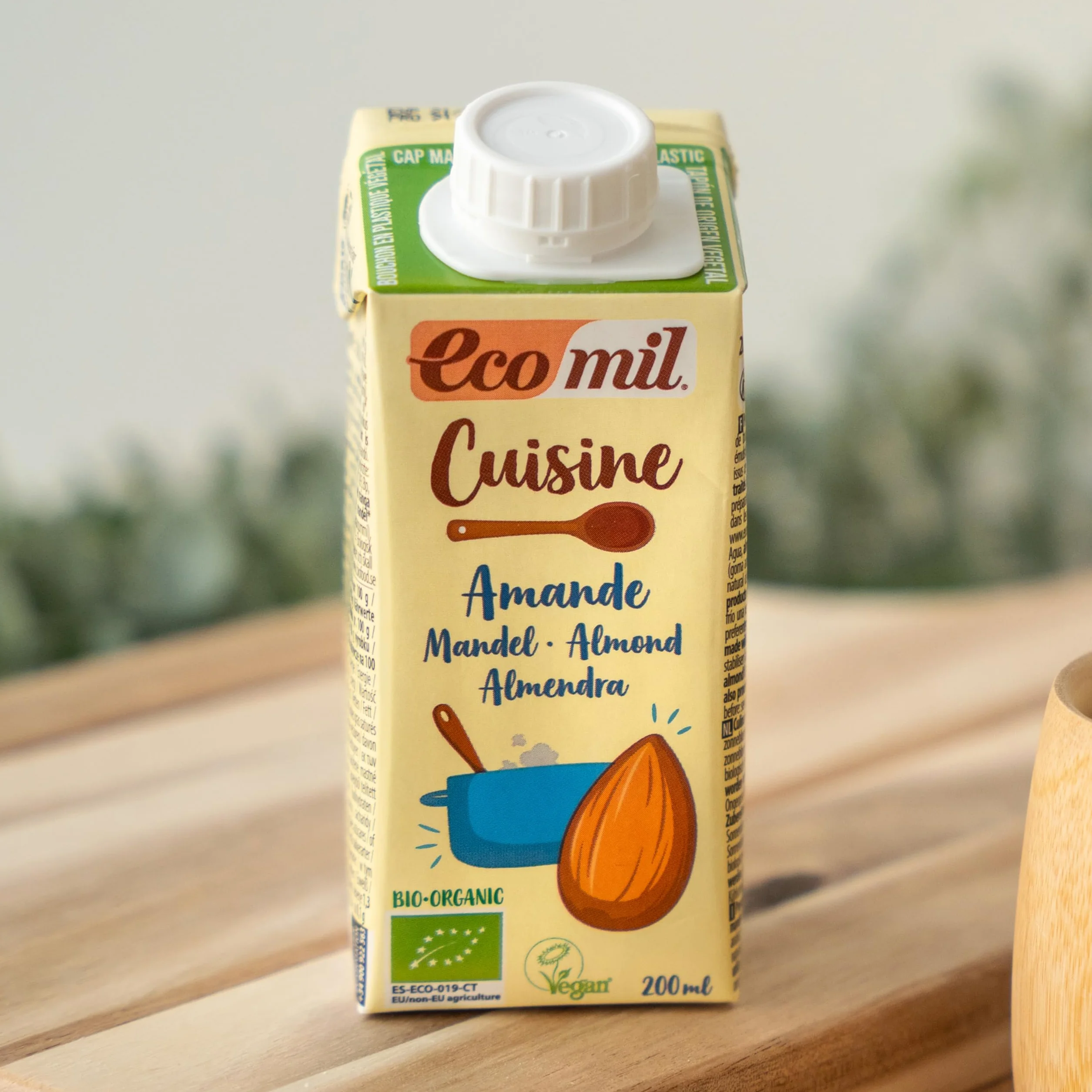 Ecomil Nata de Almendras para Cocinar Bio, Crema Vegana de Almendra Ecológica 200 ml