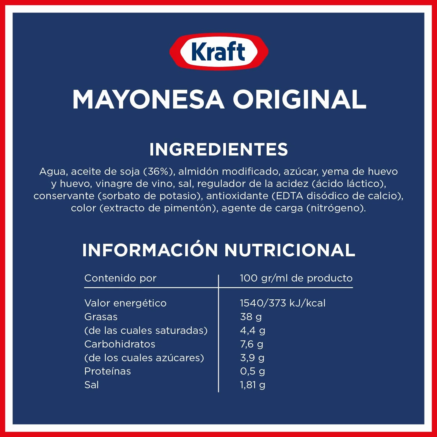 Kraft Salsa Mayonesa Sabor Tradicional Frasco 500ml