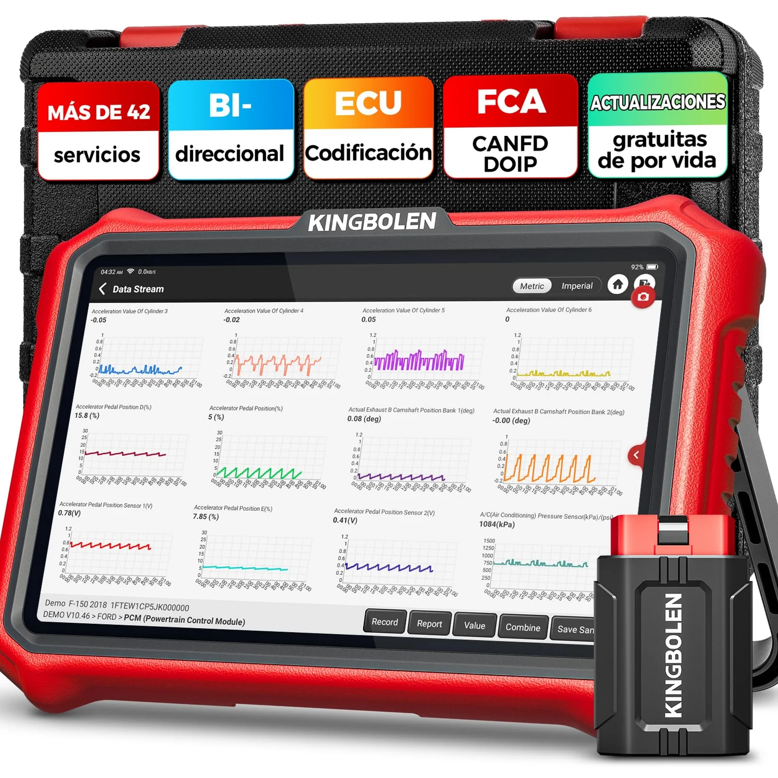 KINGBOLEN K8 Pro OBD2 Diagnosis Coche Multimarca, Bidireccional Maquina Diagnosis Coche, Codificación ECU Online,Sistema Completo Diagnosis 42+Reajustes, CANFD＆DOIP, FCA, Actualizaciones gratuitas