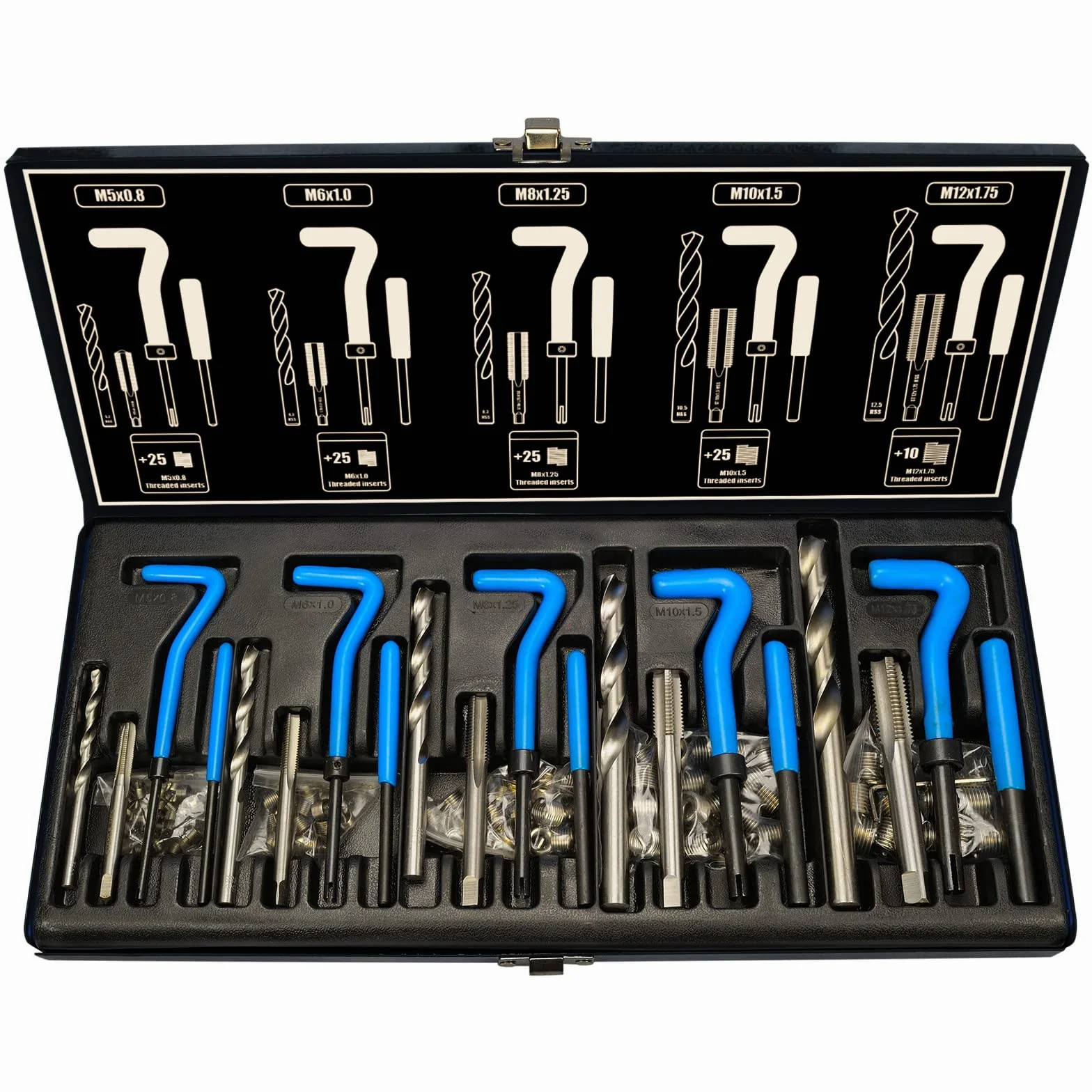 131piezas. Juego de herramientas Reparación roscado I M5-M6-M8-M10-M12 I Reparación partes como Helicoil