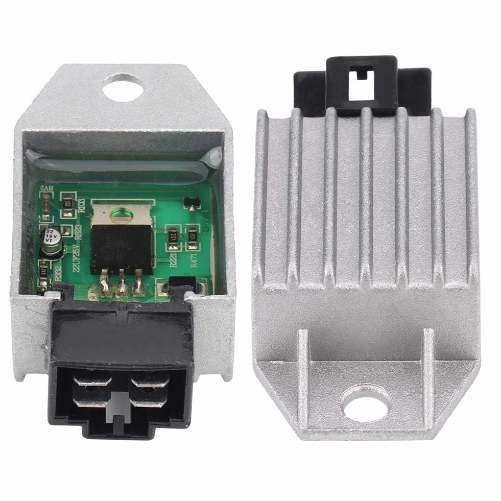 Regulador de voltaje rectificador de 4 pines, regulador de voltaje universal para moto moto moto 12V para scooter, ciclomotor, ATV, Gokarts, Buggie con motor GY6 de a