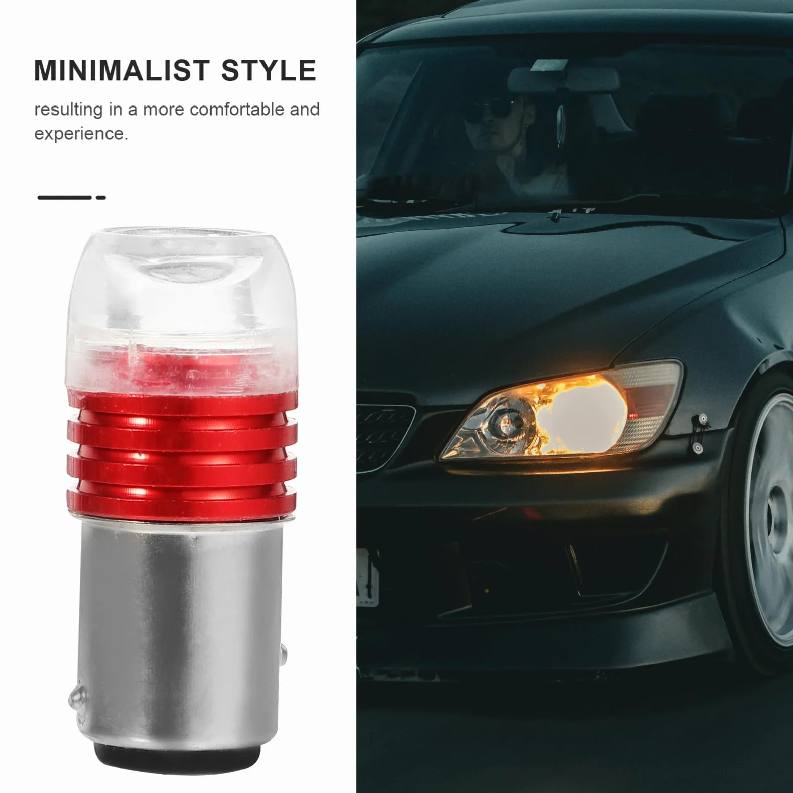 Garneck LED de Aluminio Bombillas para Moto Motocicleta Traseras 2 12v Eléctrica Instalación de 3w Rojo Fácil Aleación y Vidrio Pack para Accesorios
