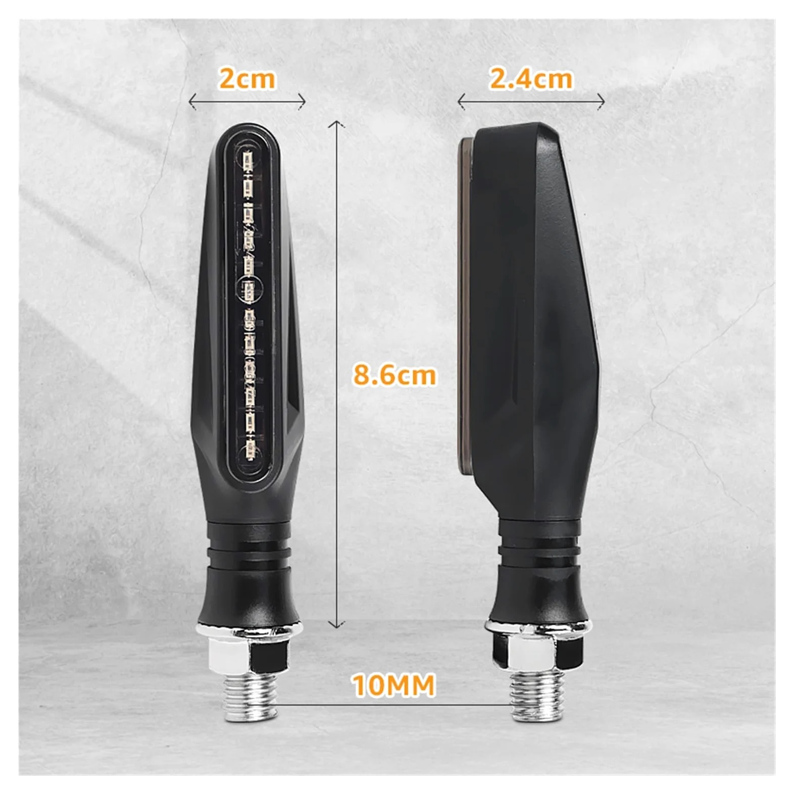 Luz LED de Intermitentes 12 Luces LED Intermitentes para Moto, Luces de señal indicadoras de Agua Corriente, lámpara de Giro de 12V y 10mm para Hon&da Señal de Giro secuenciales
