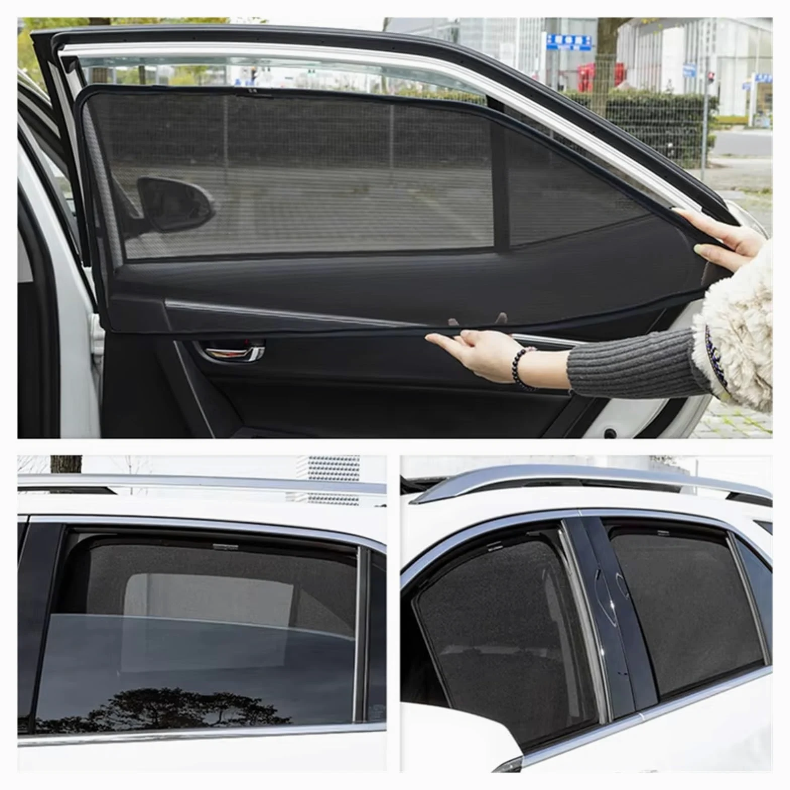 Parasol De Coche Para JEEP Para Grand Para Cherokee WK2 11-20 Parasol Coche Parabrisas Delantero Cortina Malla Magnética Ventana Lateral Trasera Parasol Protector Parabrisas Coche(Rear Triangular)