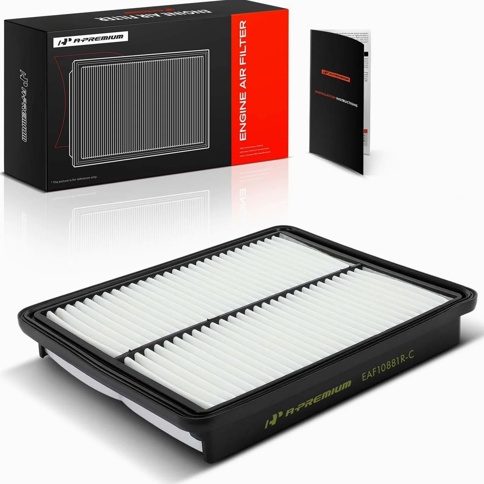 WIAONE A-premium - Filtro de aire para motor compatible con Hyundai. Azera, Santa Fe, Sonata y Kia Optima, Sorento, 2010-2017, panel rígido, repuesto # CA10881, CAP10881
