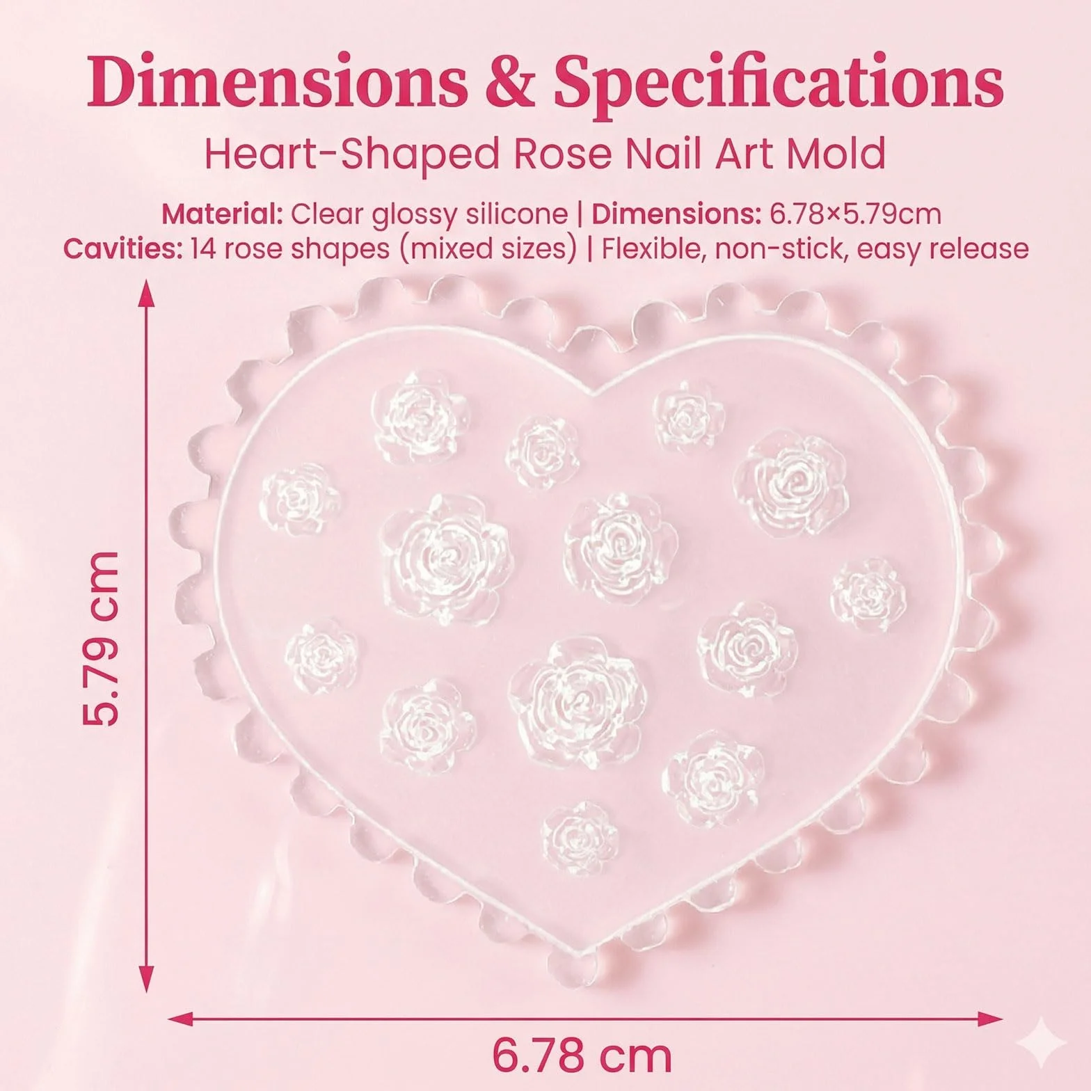 Forma De Silicona Para Uñas 3D Con Pétalos De Rosas Plantilla Floral En Forma De Corazón