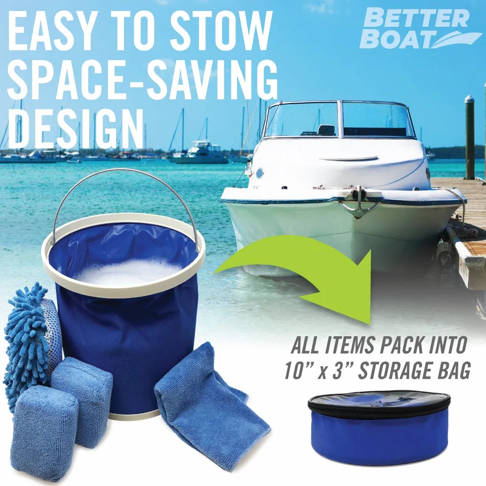 Esponjas limpiadoras de Barcos y Lavado de Coche, Cubo de Esponja de Microfibra antiarañazos y paños de Microfibra completos para Asientos Interiores y Exteriores, Kit de Limpieza de Casco de Barco y