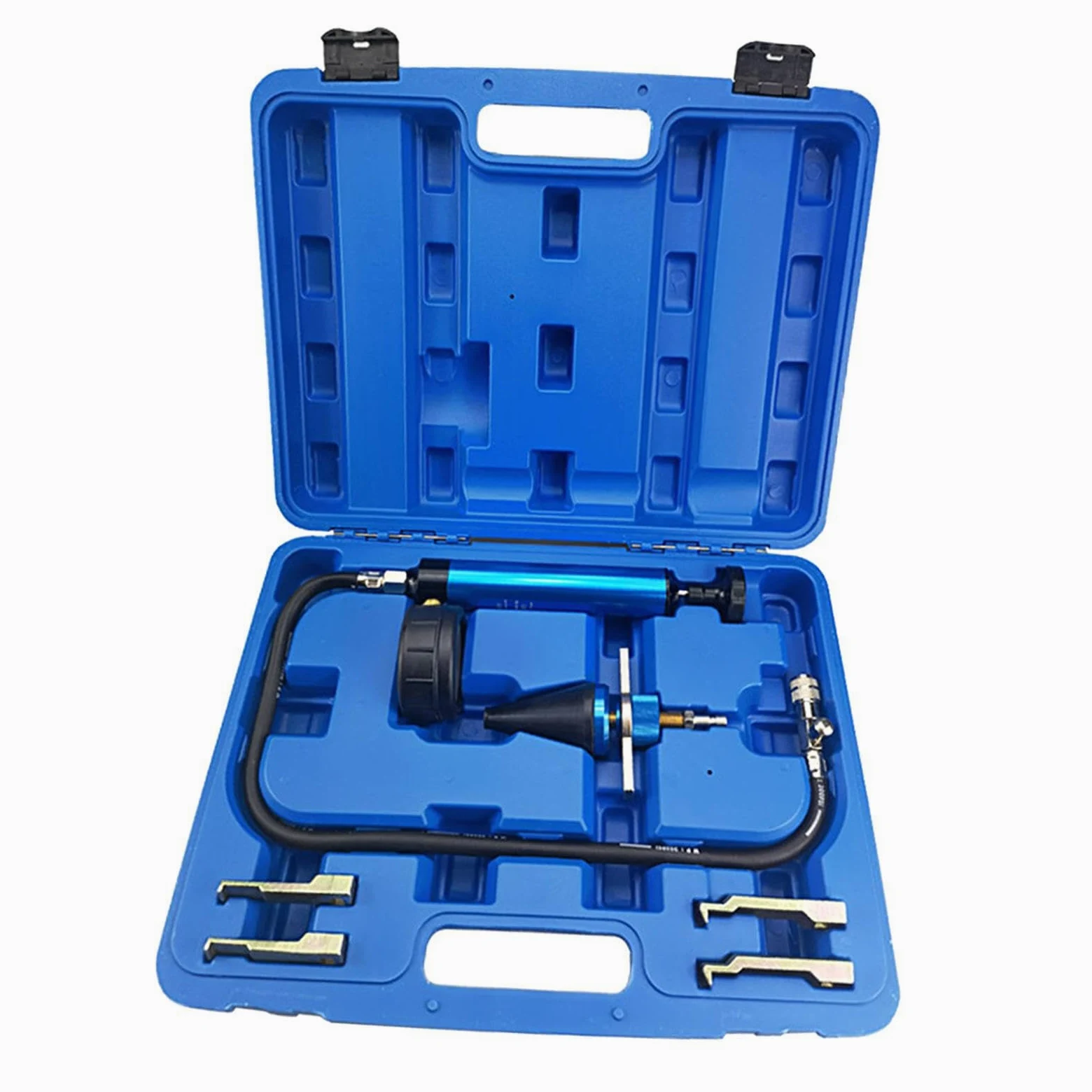 Kit de Prueba de presión para Bomba de radiador con Cabezal cónico y Pinza Que Garantiza un Ajuste Seguro. Incluye Estuche de Transporte.