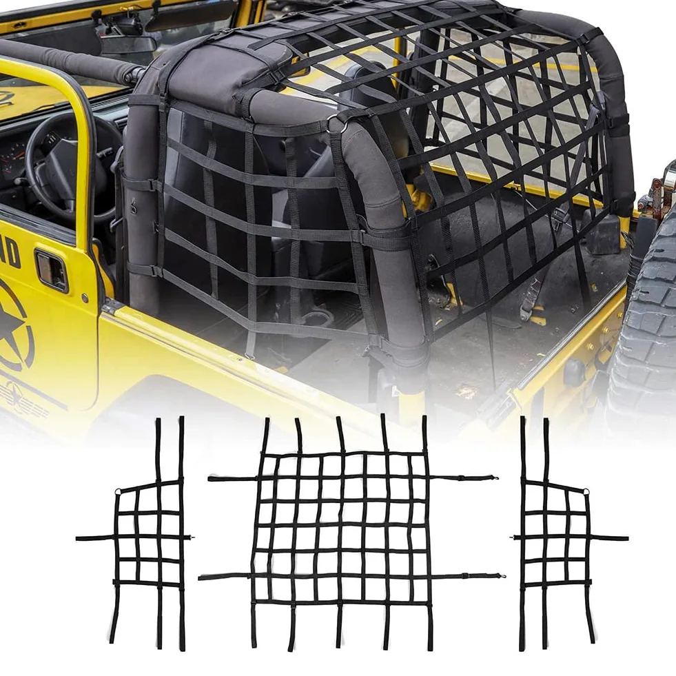 Red de Malla para Techo de Carga, Red de sujeción Protectora para Carga, Red de Maletero para Jeep Wrangler TJ 2 Puertas 1997-2006
