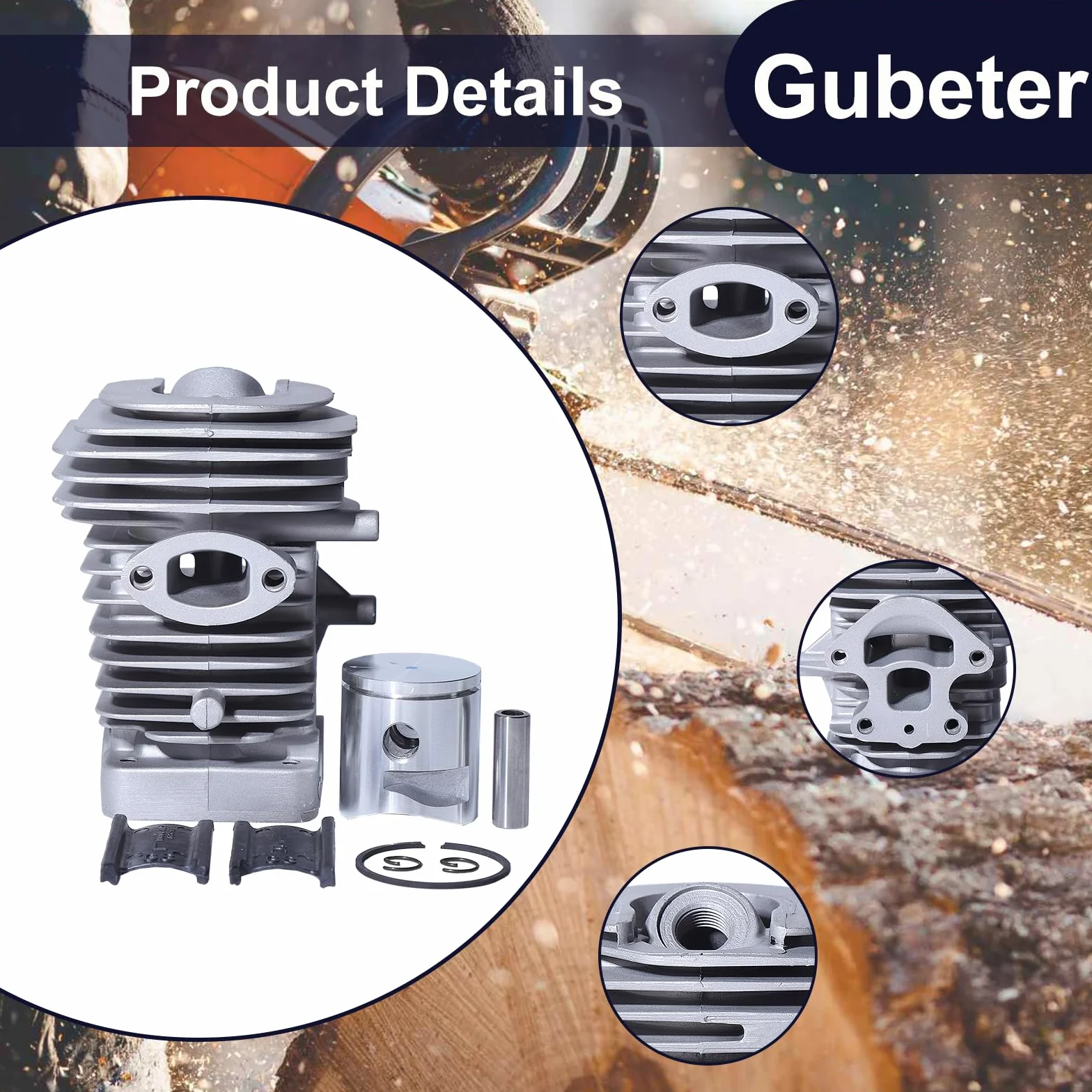 Kit de cilindro y pistón de 39 mm para Husqvarna 235, 236, 240, 235E, 236E y 240E, Incluye bujía, rodamiento de cigüeñal y juego de juntas para motosierras Repuestos, sustituye a 577831101