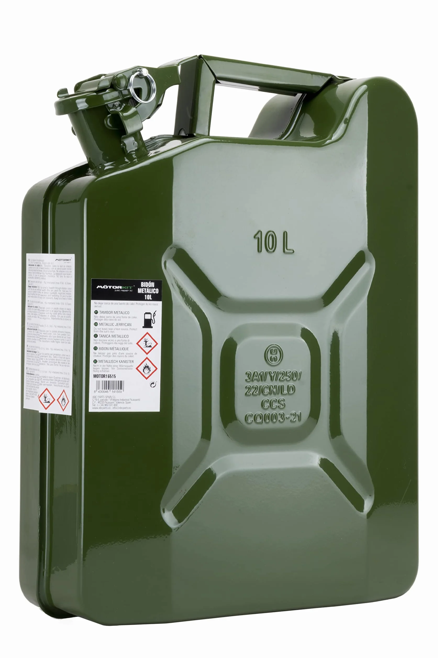 MOTORKIT MOTOR16515 Bidón de combustible 10L Gasolina verde