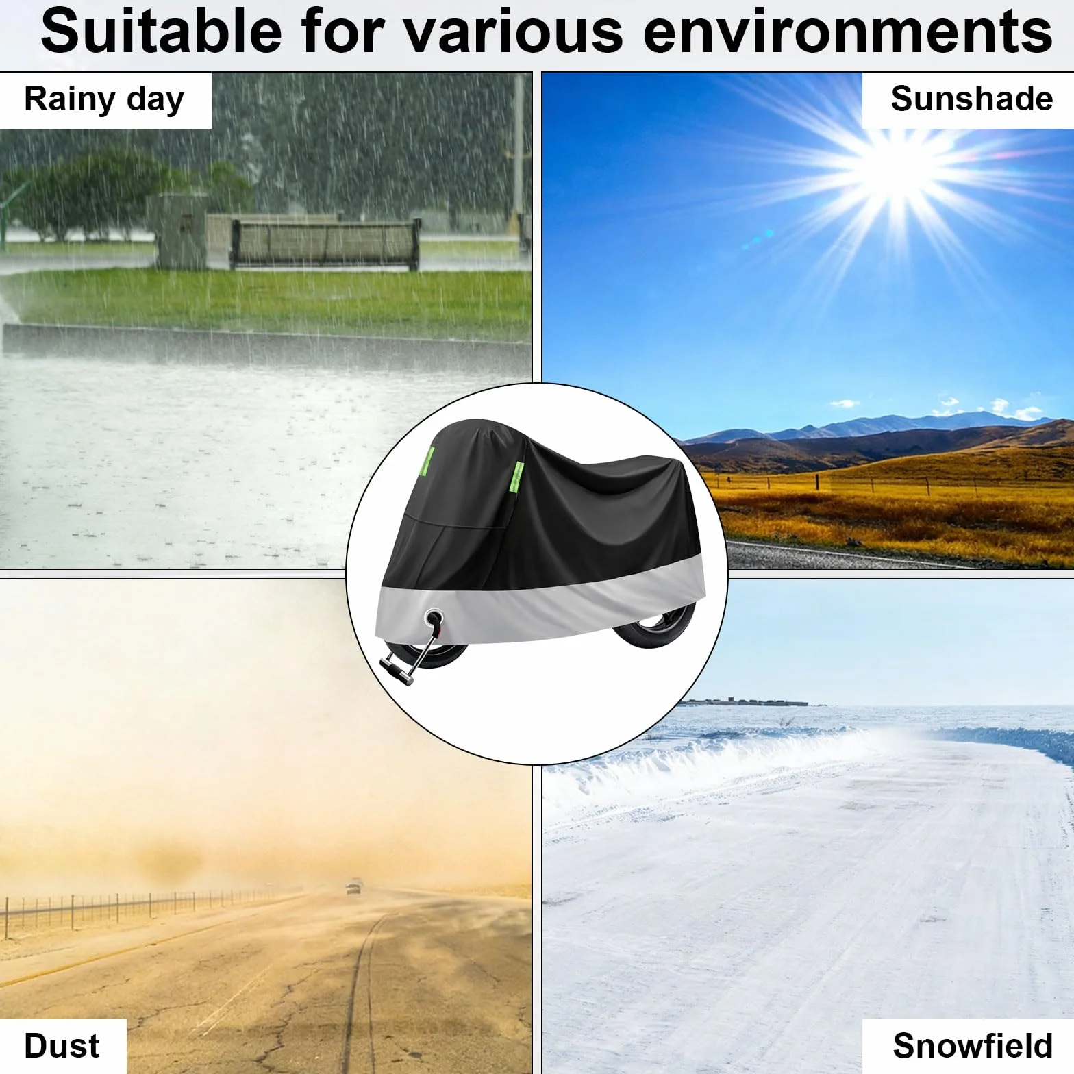 Funda Moto Impermeable,Funda para Moto Exterior,Cubierta de la Motocicleta para Cubre Scooter Motocicleta Calle Scambler Enduro(245x105x125cm)