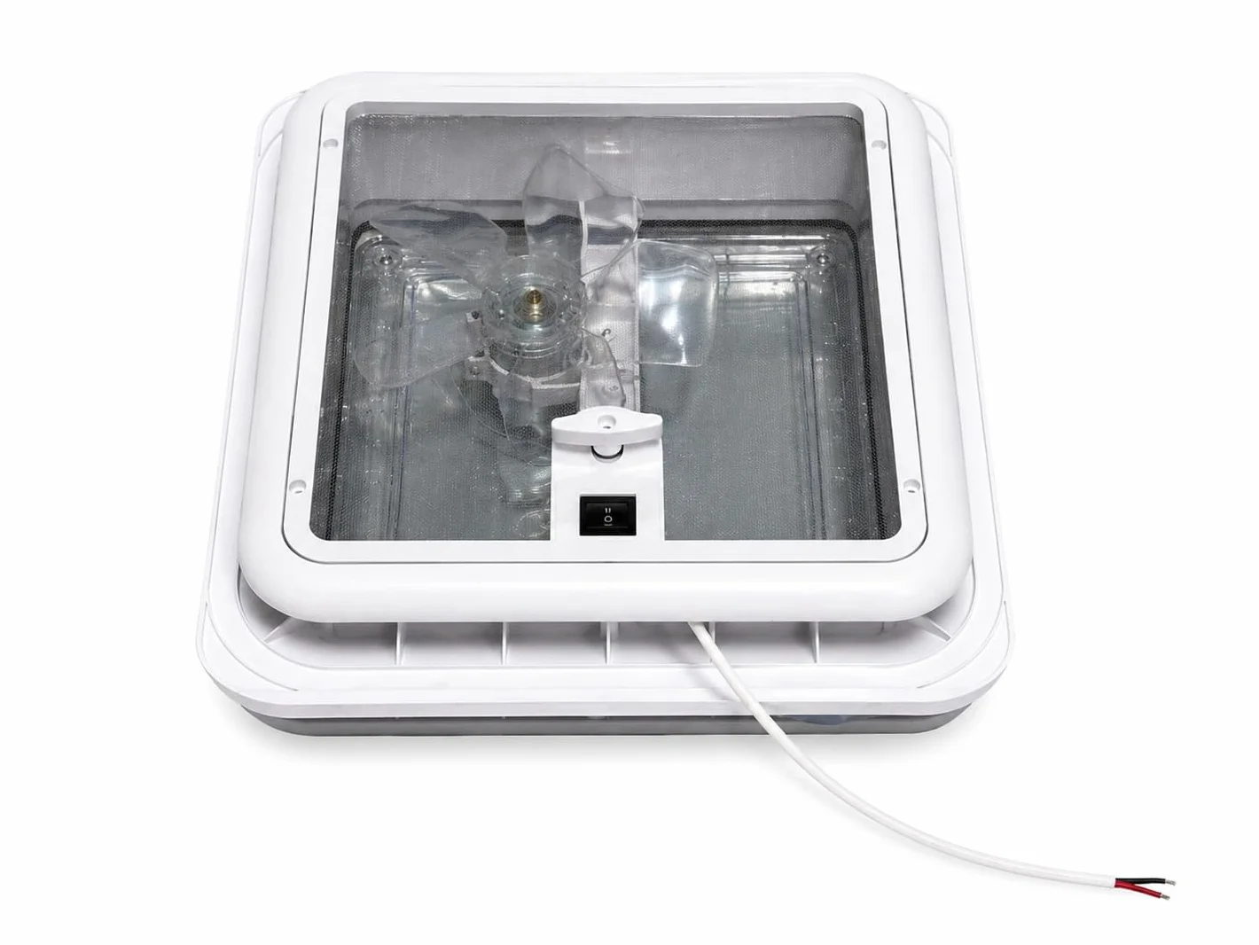 Claraboya Camper XENPER 28x28 cm Transparente con Ventilador 12V y Mosquitera | Medida Exterior 36x36 cm | Extractor Techo Autocaravana Furgoneta | Homologación CE y 10R