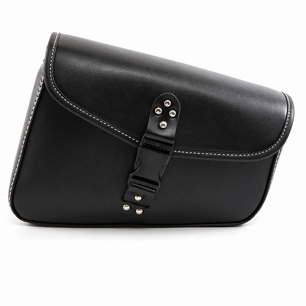 Bolsa Lateral para Motocicleta Alforjas de Cuero PU Bolsa de Herramientas Negra Lado Derecho