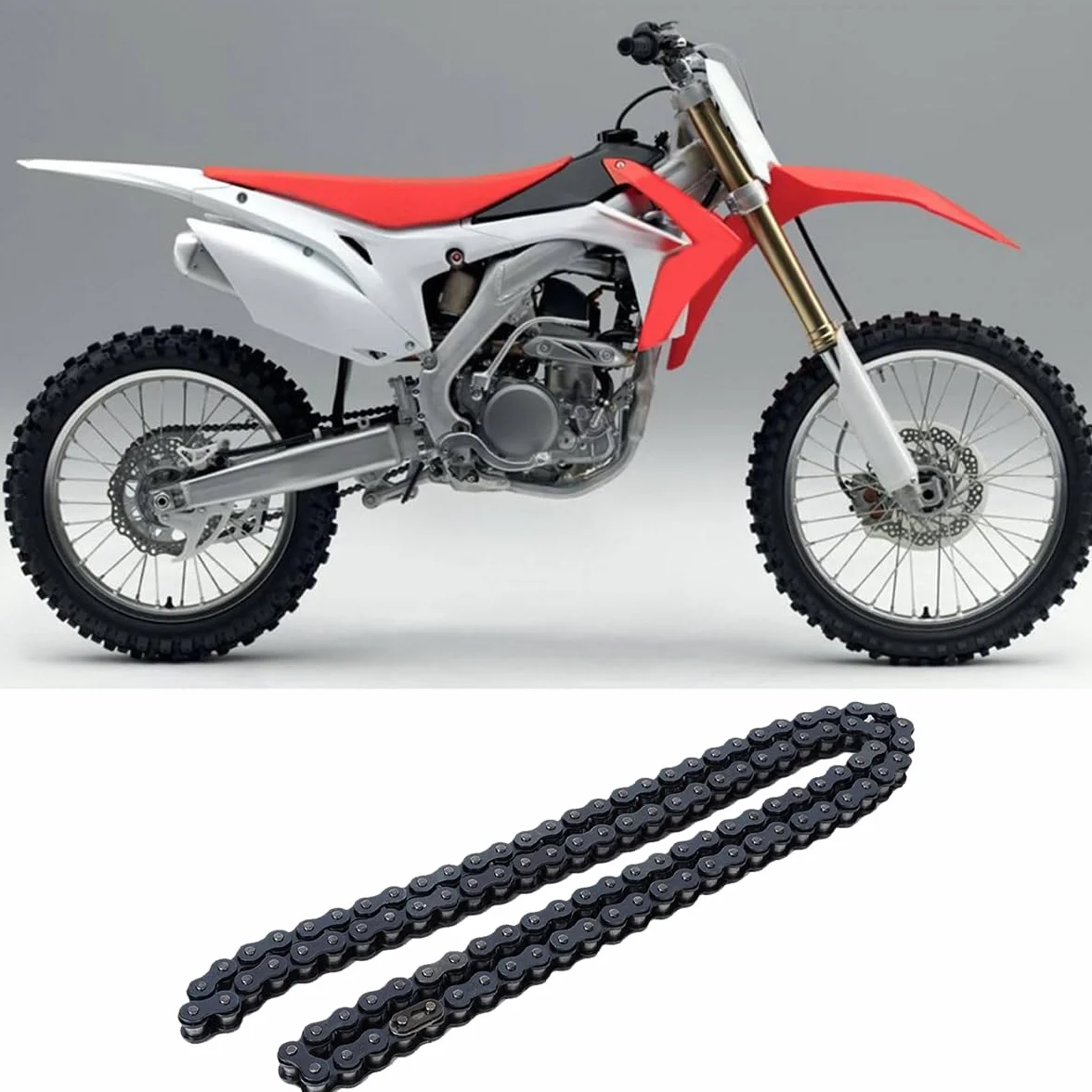 Cadena 428 108 izquierda de repuesto para 50cc, 110cc, 125cc, 250cc, ATV, Quad, Pit Dirt Bike, Go Kart, cadena de metal para motocicleta, negra, 0,786 g
