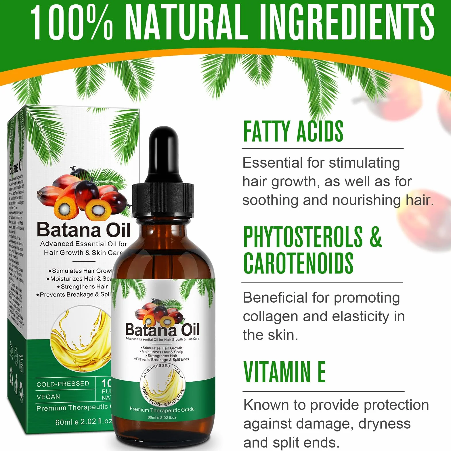 Aceite de Batana puro natural 60 ml para crecimiento cabello fortalece piel e hidratante facial