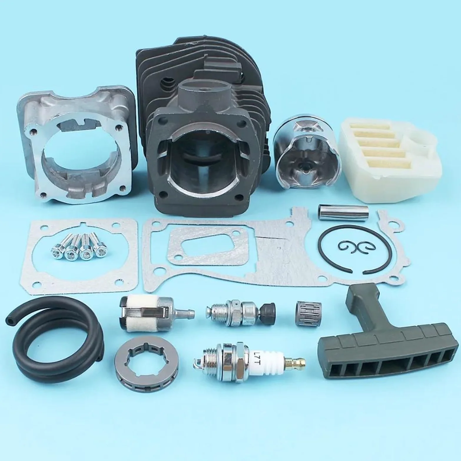 WOODEY Kit De Juntas De Cárter De Motor De Pistón De Cilindro De 44 Mm para Motosierra para Jonsered CS 2141, 2145, 2149, 2150 Y 2152, con Revestimiento Nikasil. Más Piezas De Reparación.