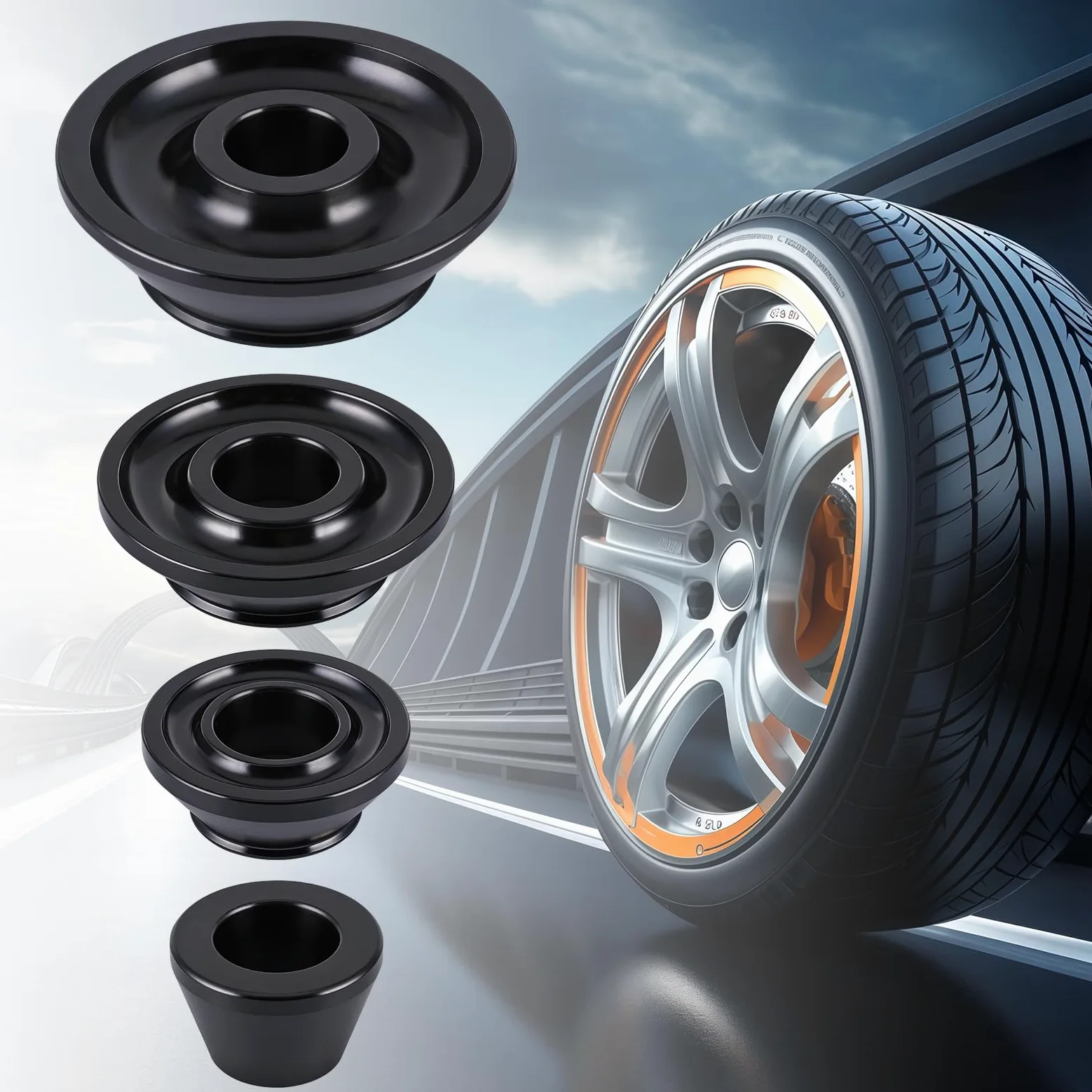BAOSHISHAN Conos para equilibradora de ruedas de 40 mm/1,57" - Juego de 4 conos para equilibradoras de neumáticos para turismos, SUV y camiones