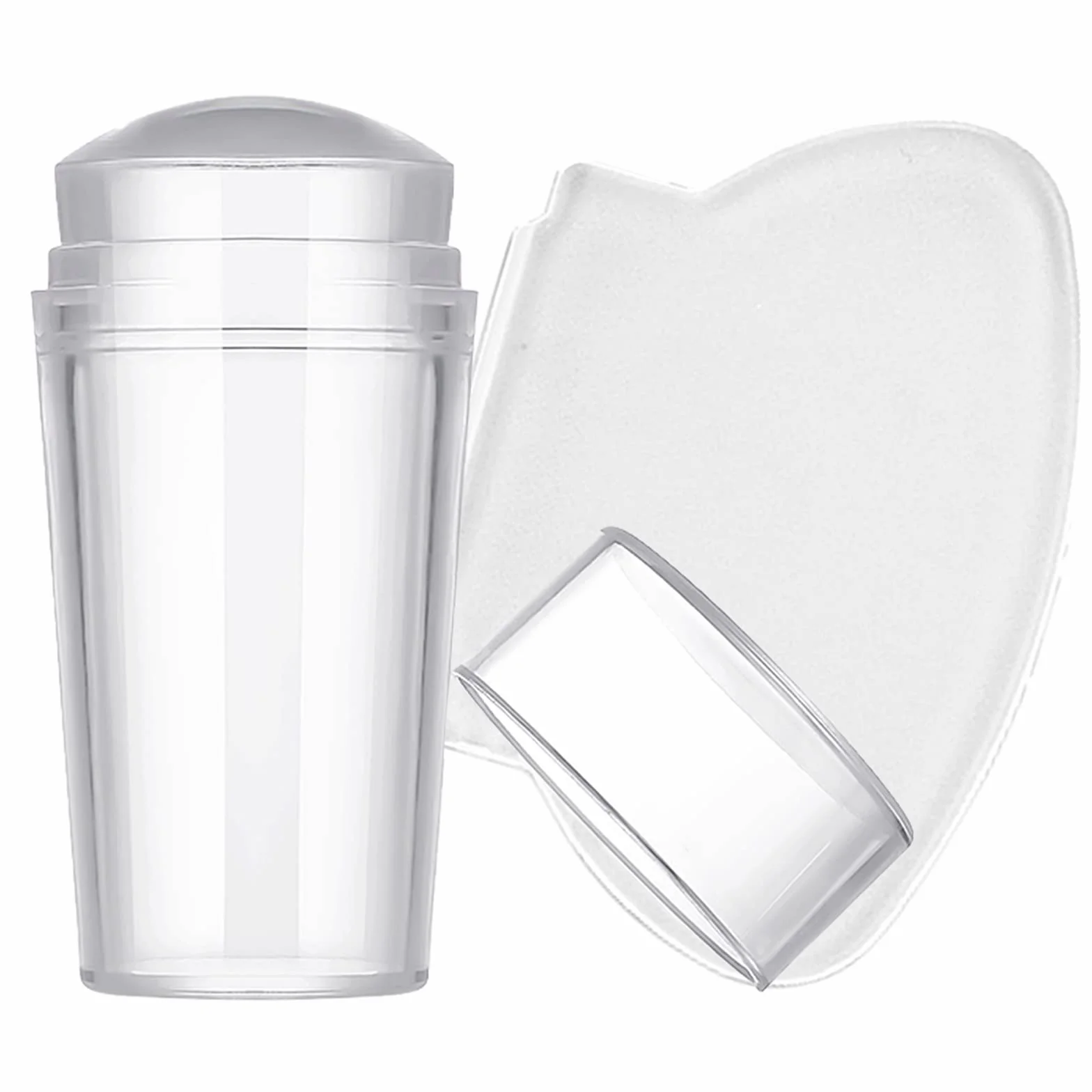 Nail Art Stamper with Scraper, Silicone Heads Nail Stamping Tool for French Smile Line Manicure