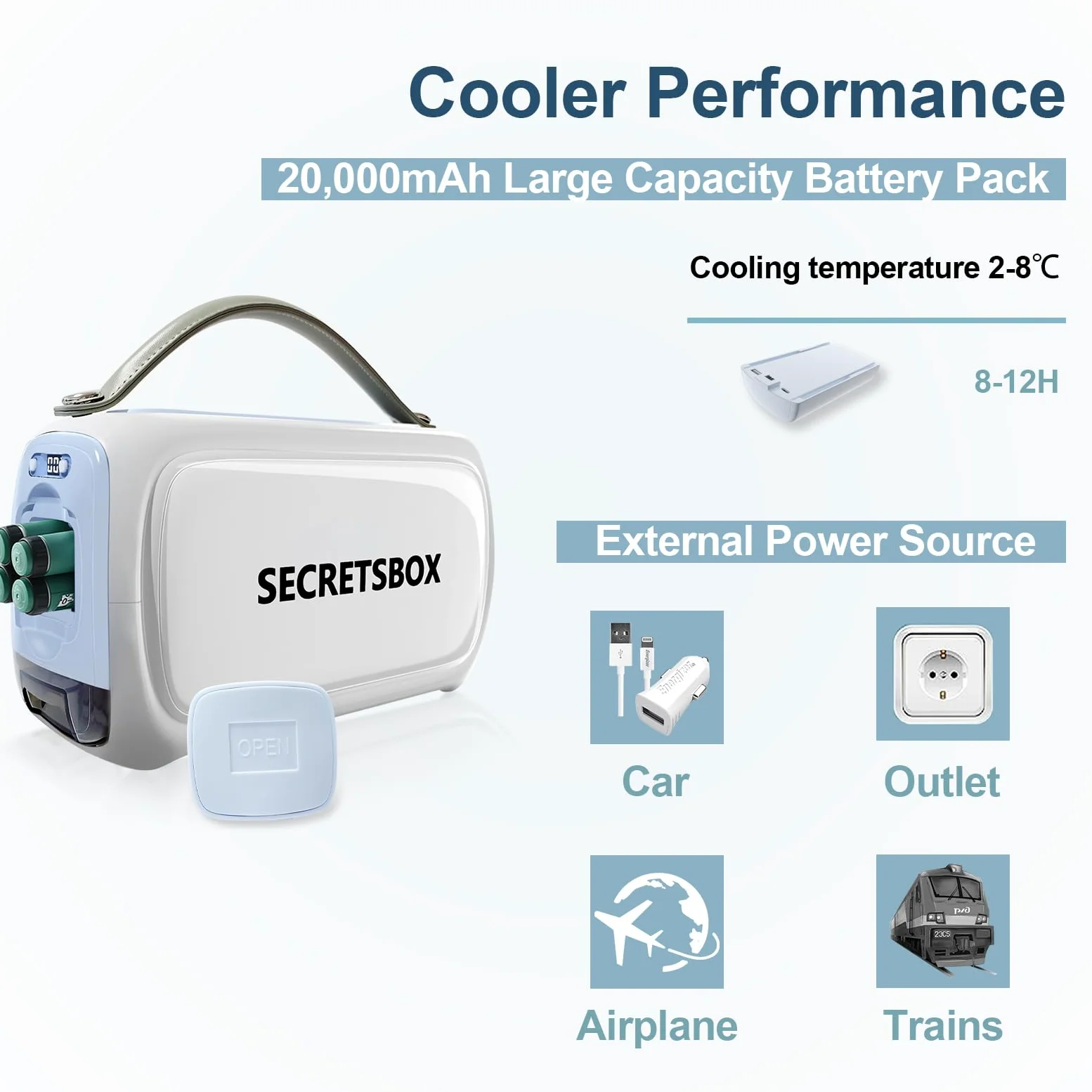 Enfriador de Insulina portátil de 2 a 8 ℃, Neveras de Insulina Viaje | pantalla digital de control de temperatura inteligente, Diabética enfriador de medicamentos para viajes y automóviles