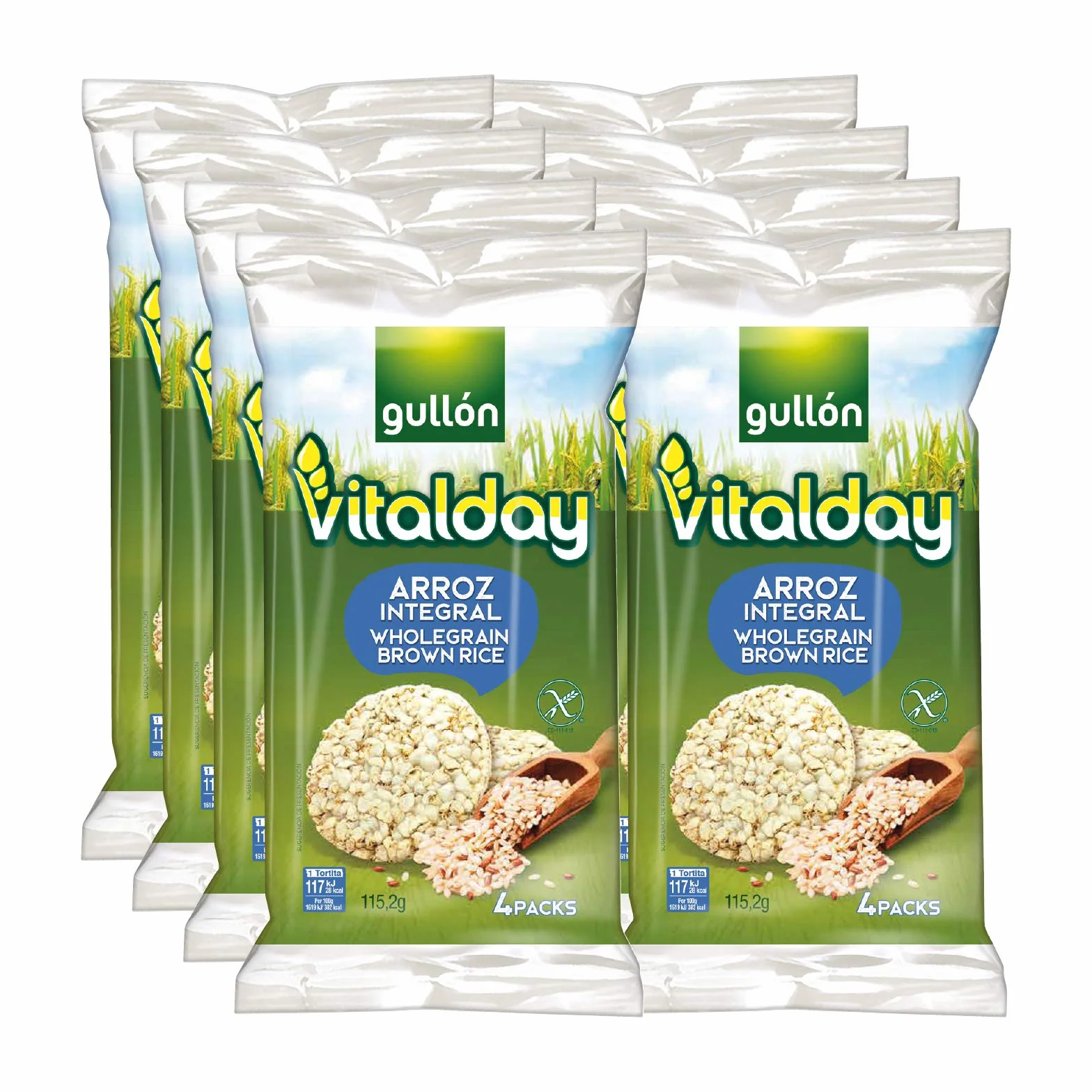 Gullón Tortitas de Arroz Integral Vitalday 920 g Pack de 8