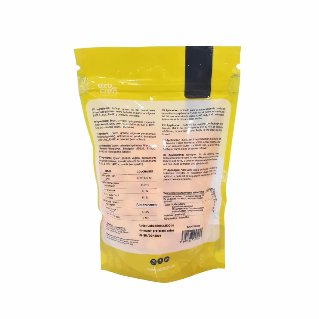 Azucren Melts Amarillos Chocolate para Derretir Perlas Caramelo Fundible Repostería 250 G