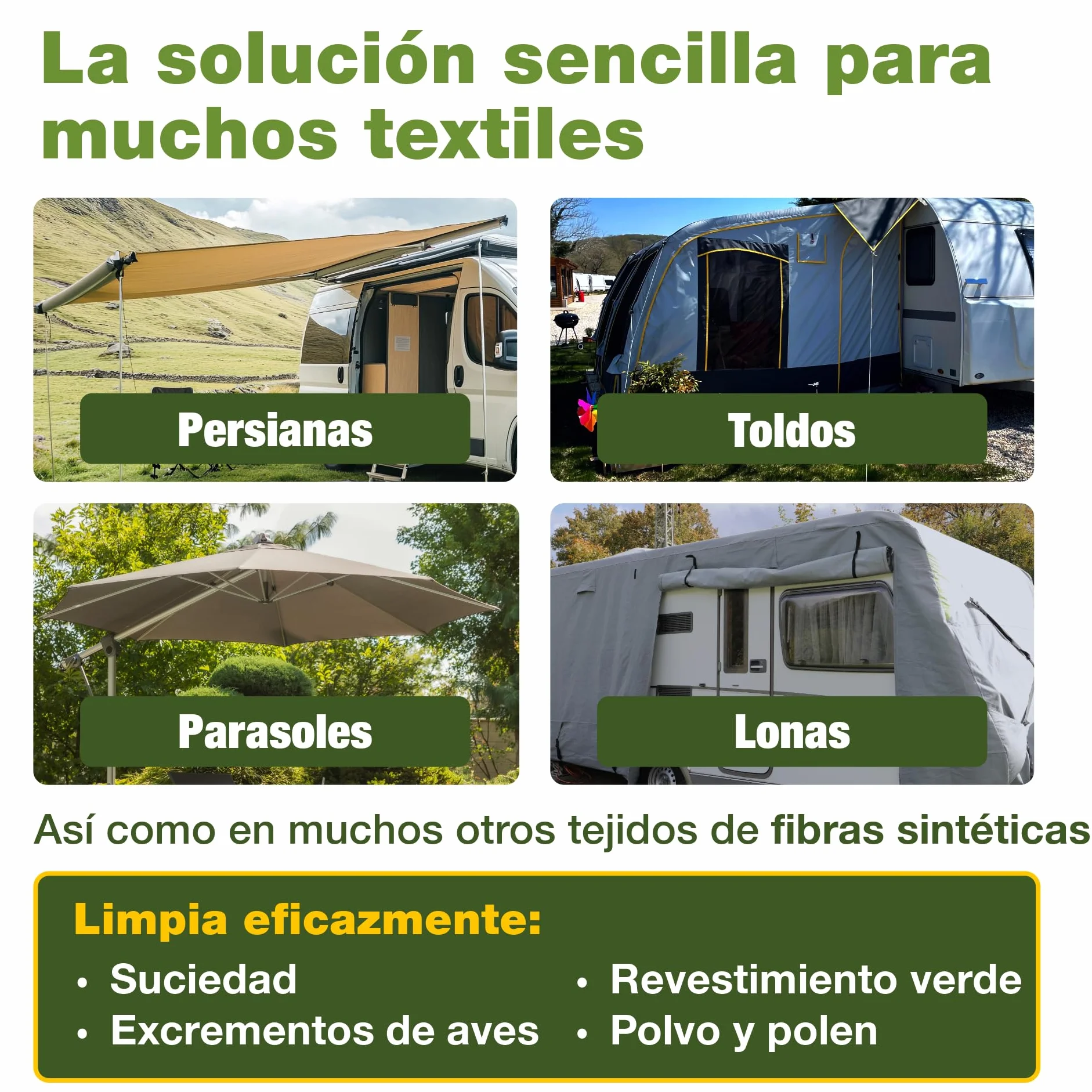 Bio-Chem - Limpiador para toldos, capotas y techos de Tiendas - Producto para el Lavado de toldos, caravanas, techos de Coches - Producto Textil Respetuoso con el Medio Ambiente