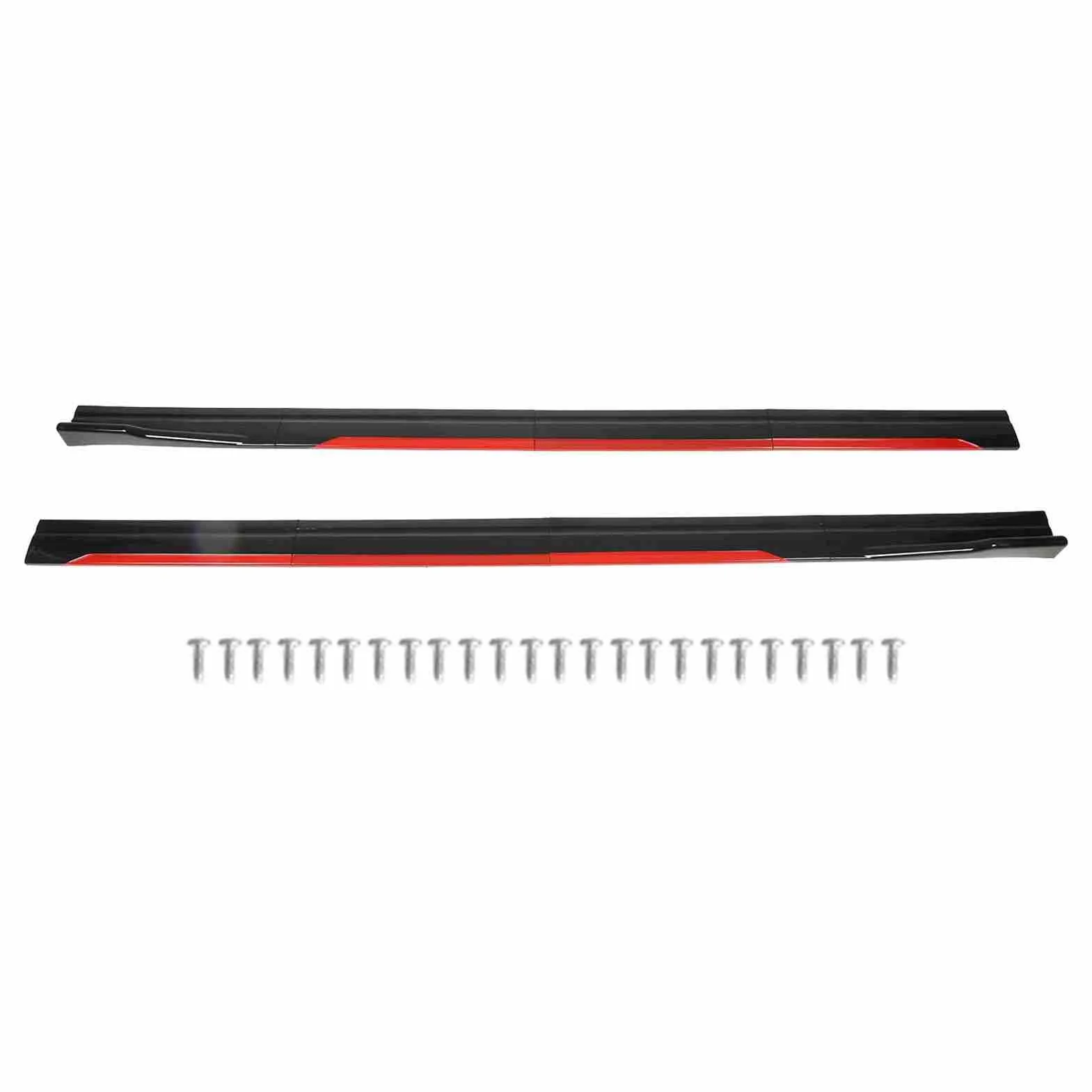 Faldón Lateral con Diseño de Carrocería de Coche con Ala Difusora de Divisores, Borde Rojo Negro Brillante, Ajuste Universal para. y