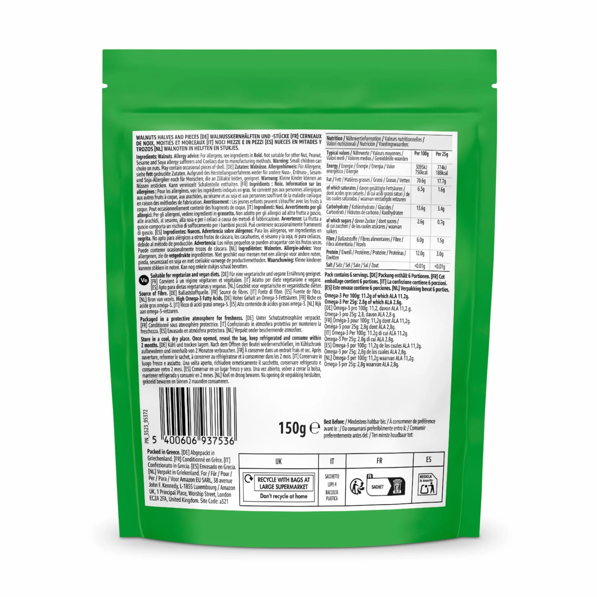 Amazon Nueces 150g Paquete de 7