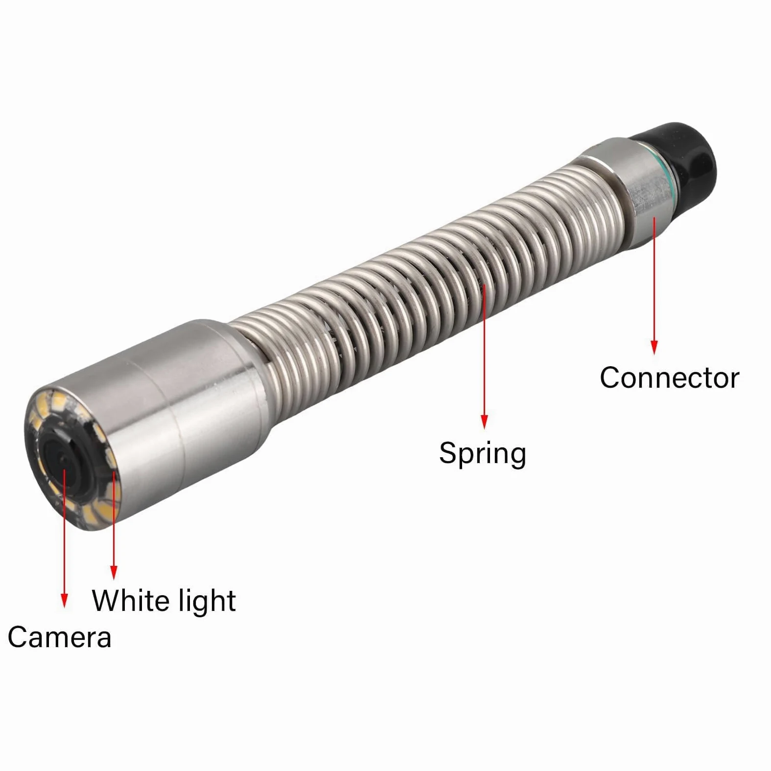 Headerbs Cámara de Inspección de Alcantarillado de 23 Mm Cabezal IP68 Endoscopio de Tubería Endoscopio de la Cámara Accesorio con 12 LED Ajustables