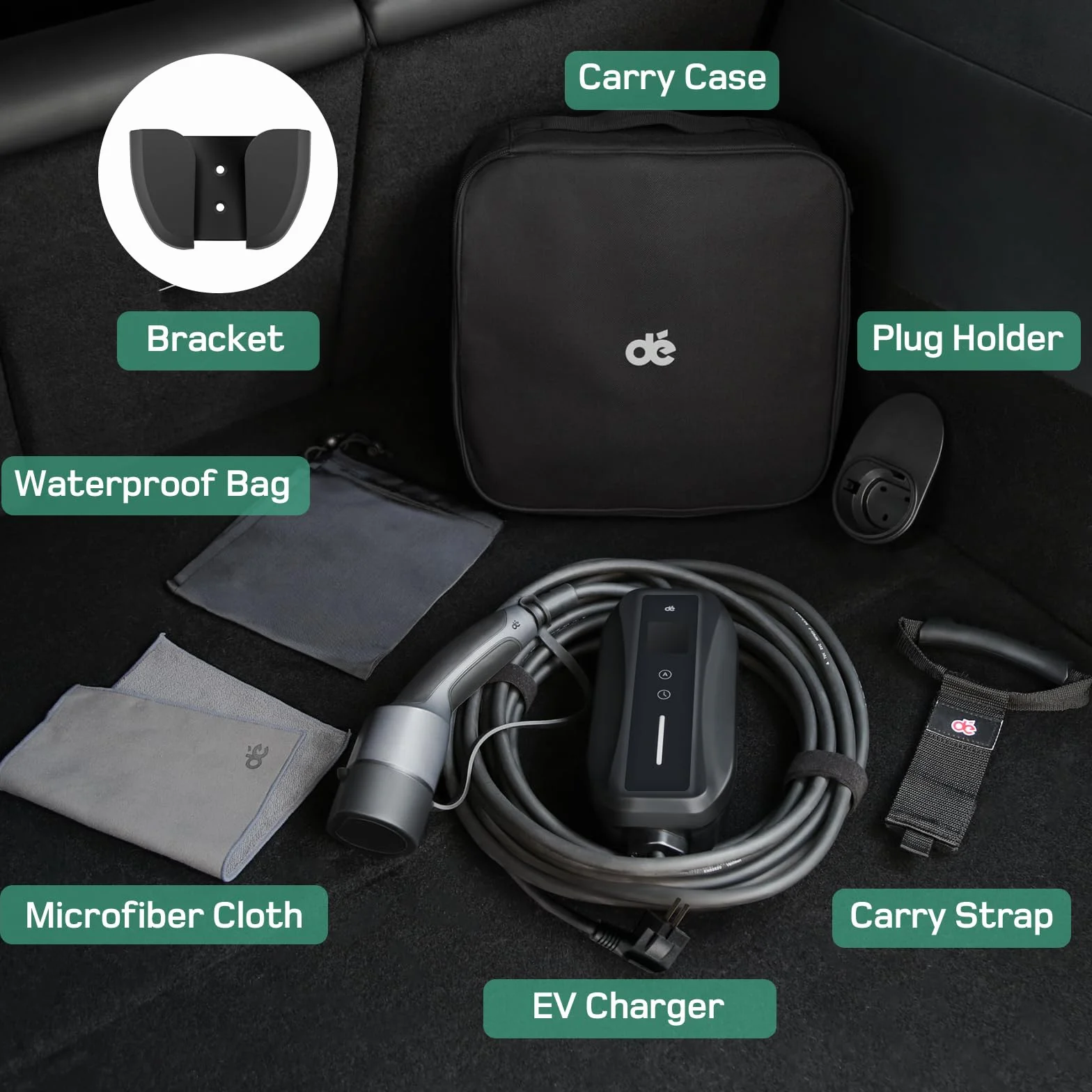 Cargador Coche Electrico 6m Tipo 2 Portatil 3,7kW 6-16A con Enfuse Schuko para Model Y/3 y BEV/PHEV