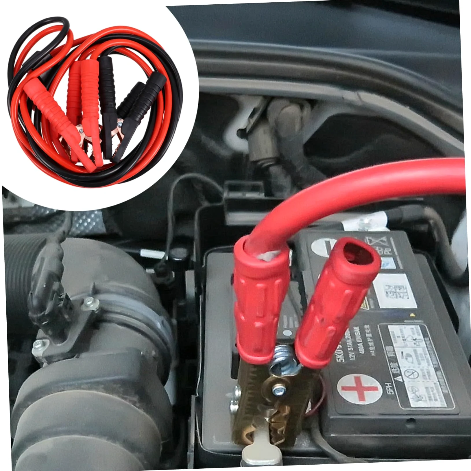 Cable de Emergencia para Coche Funda Completa 2000 | Cobre y Aluminio, Negro, para Motos y Automóviles, Conexión de Generadores y Baterías de Arranque