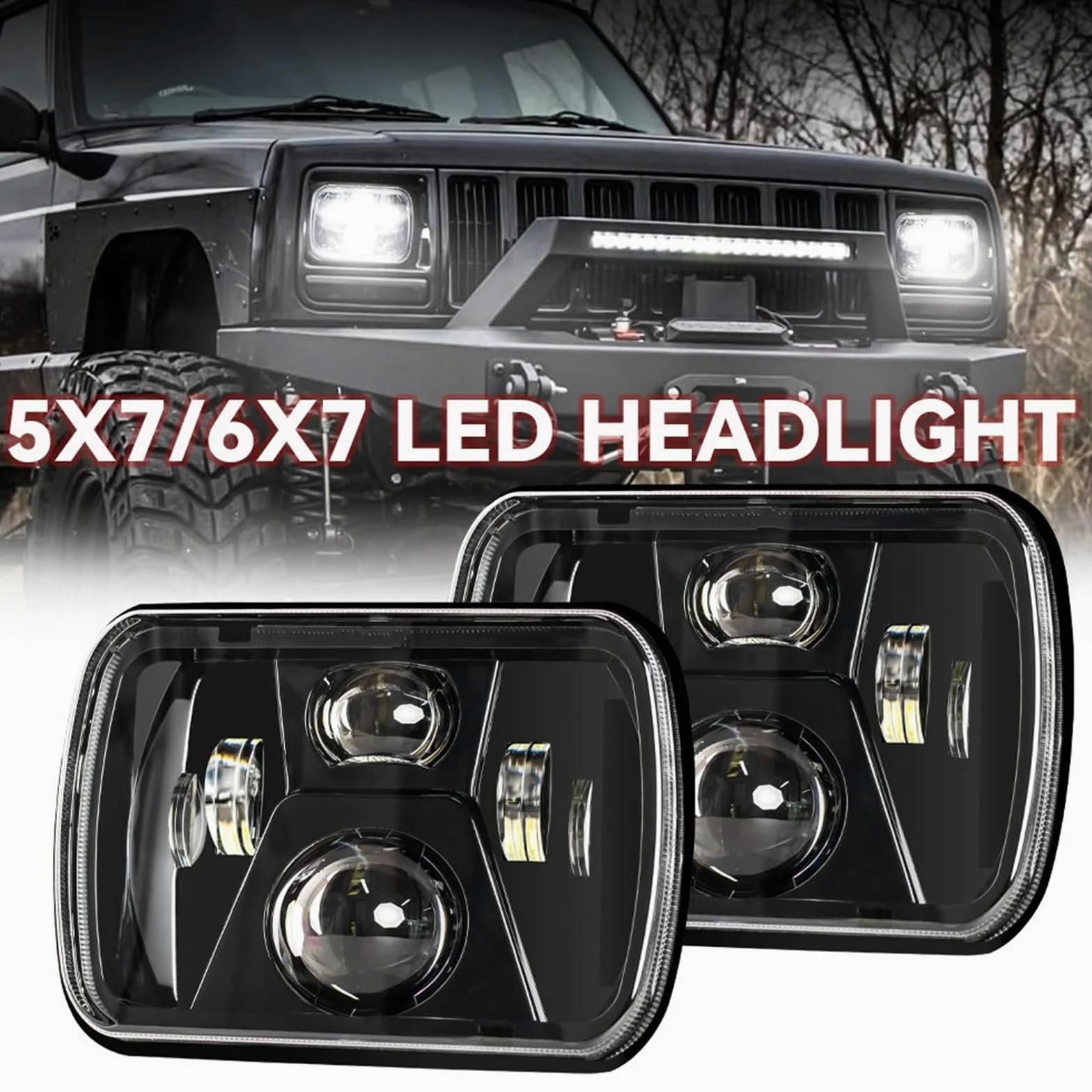 Bombilla Coche Faros LED 7X6 Bombilla para coche | Para Faros Delanteros Cuadrados LED 5X7 Automáticos