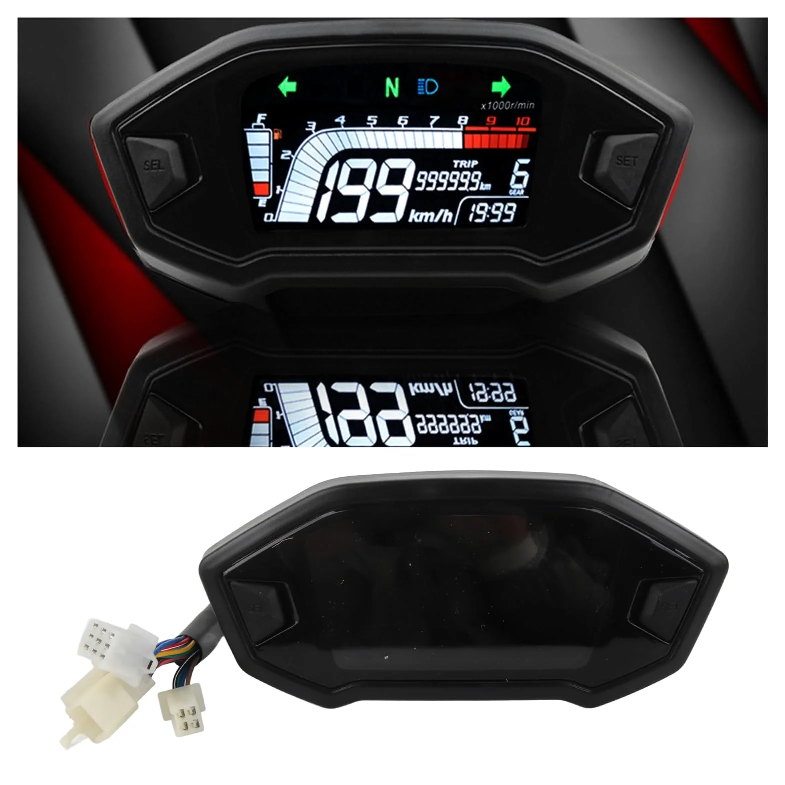 Velocímetro Digital para motocicleta con pantalla digital | Panel de instrumentos para motocicleta con pantalla digital, velocímetro, odómetro y tacómetro multifuncional.